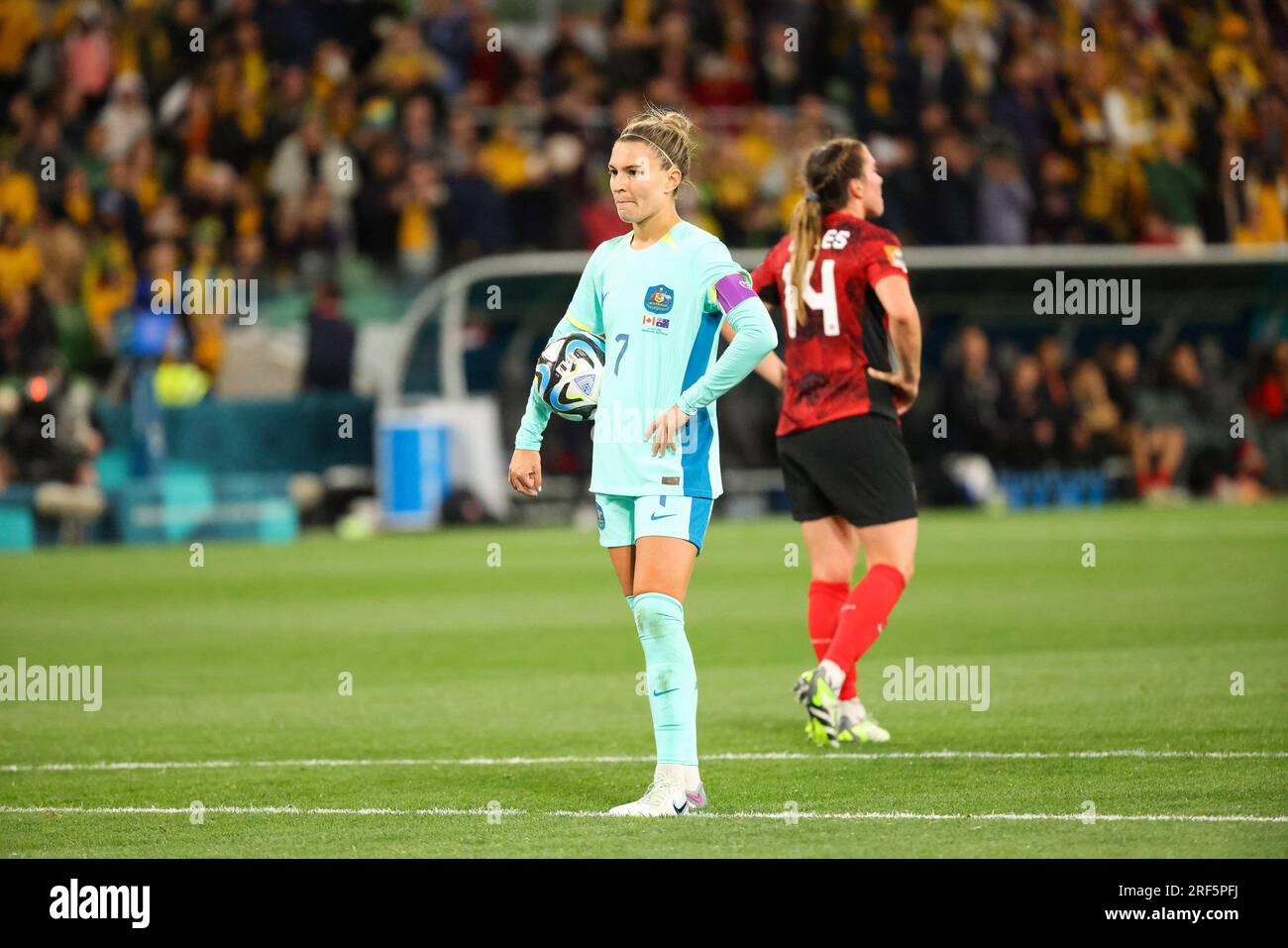 Melbourne, Australia. 31st July, 2023. Steph Catley of Australia in action during the FIFA Women's World Cup Australia & New Zealand 2023 Group match between Australia and Canada at Melbourne Rectangular Stadium. Australia won the match 4-0. Credit: SOPA Images Limited/Alamy Live News Stock Photo