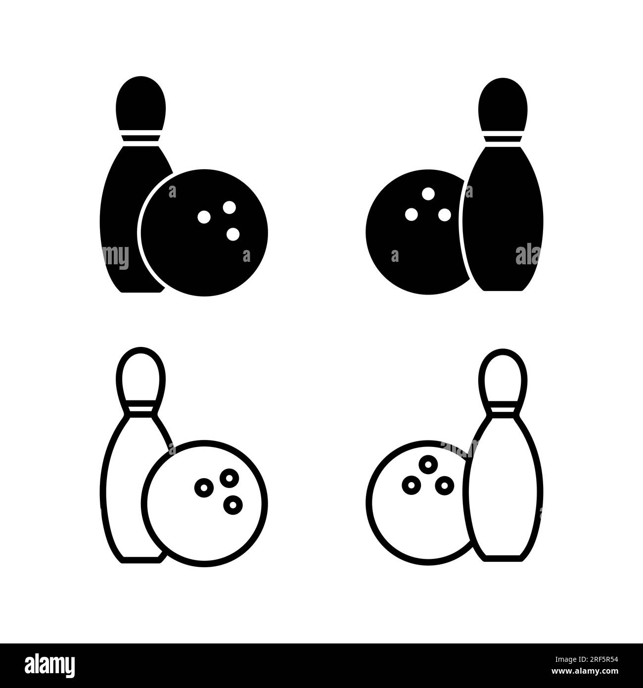 Bowling icon vector. Bowling ball and pin icon. Bowling pins with ball ...