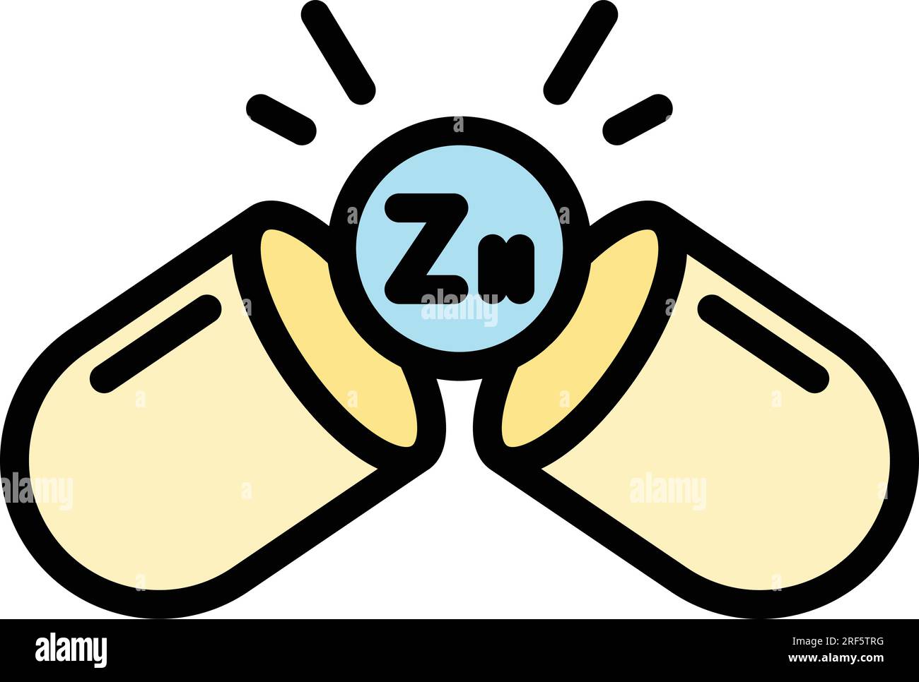 Zinc capsule icon outline vector. Vitamin food. Zn iron color flat