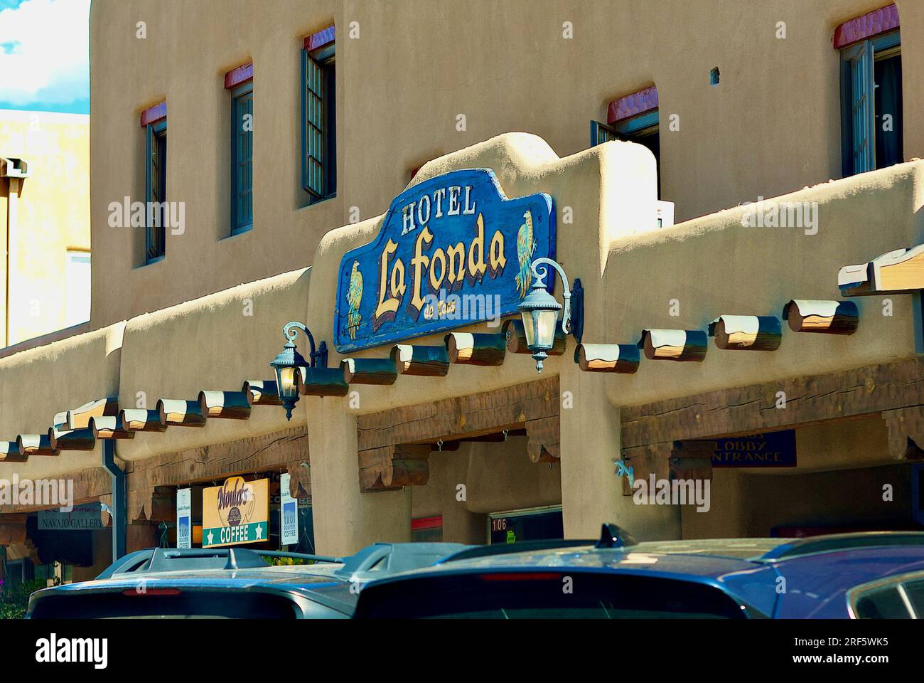 Taos, New Mexico, USA - July 23, 2023: The Hotel La Fonda de Taos is