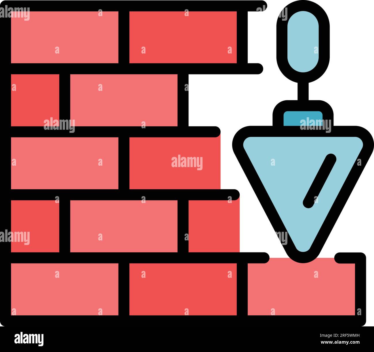 Mortar brick wall icon outline vector. Worker builder. Stone site color ...