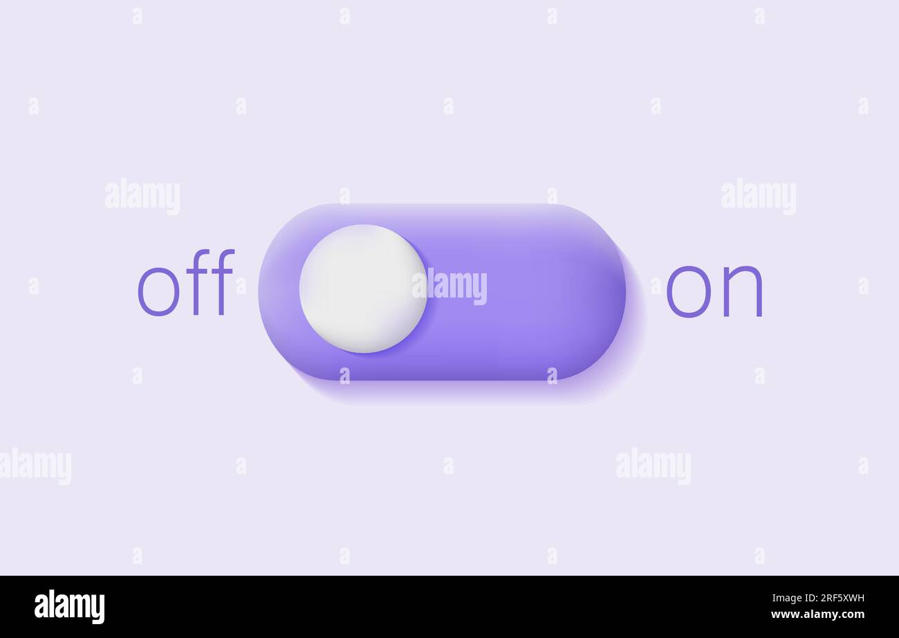 3d on and off toggle button. Purple slide bar icon. Unlock and lock ...