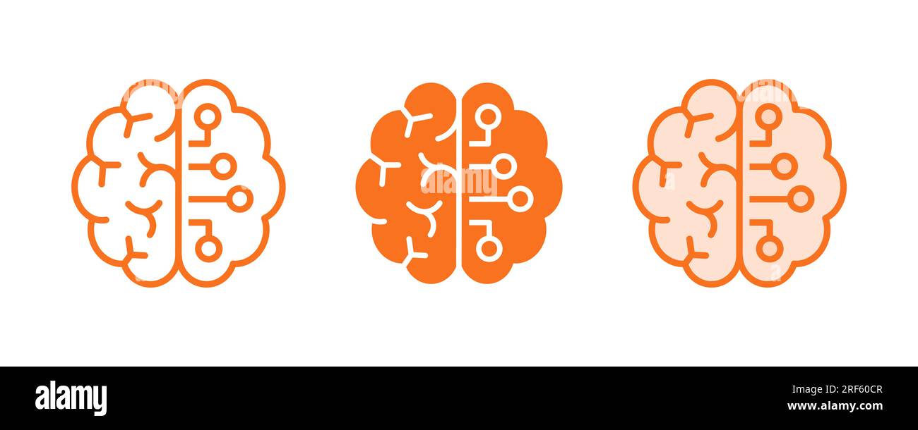 Neuroplasticity icons. Vector illustration isolated on white. Stock Vector