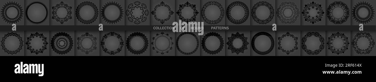Vintage set of vector dark round elements. Different elements for ...