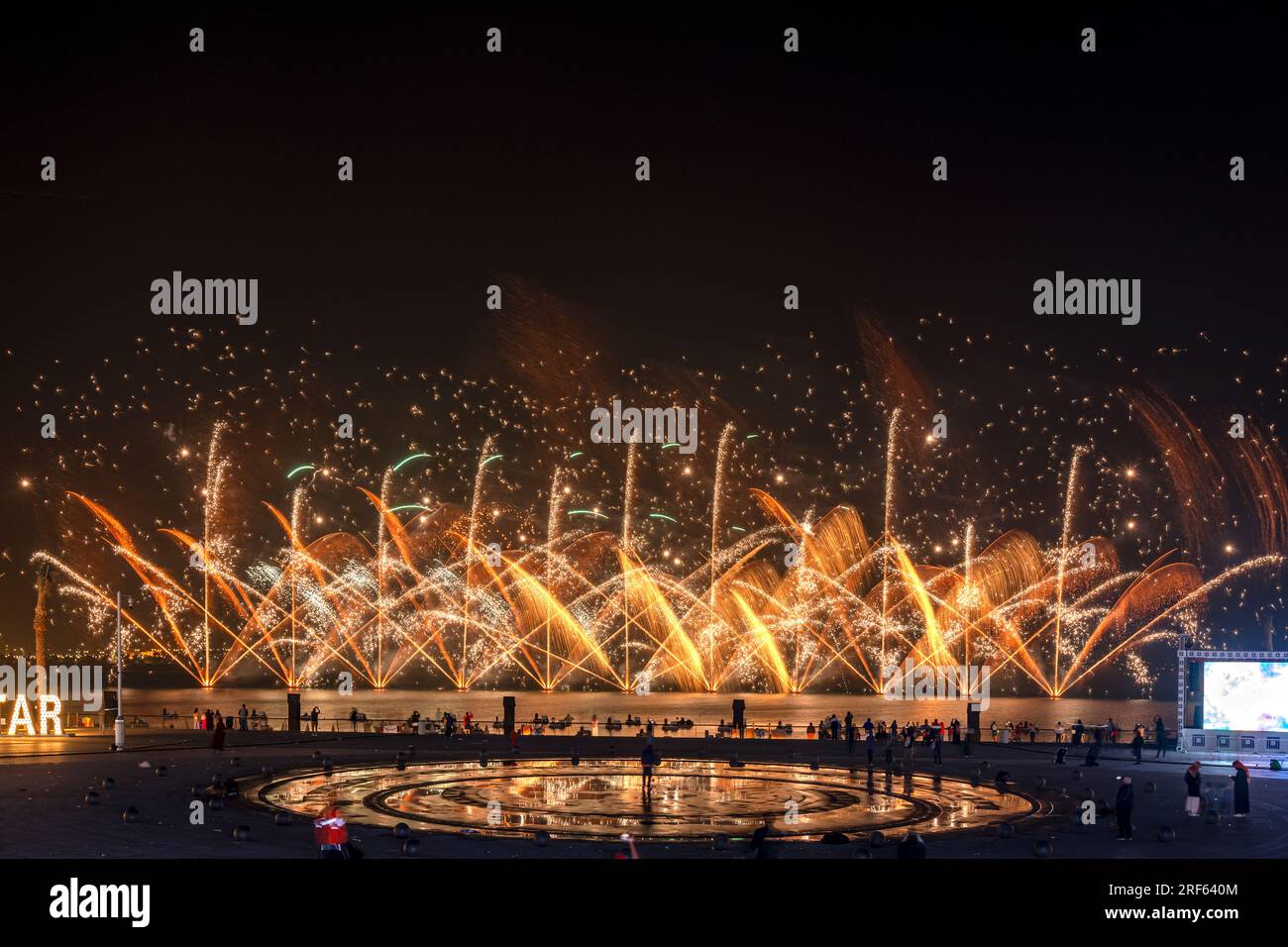Lusail Plaza 4 Qatar National Day fireworks celebration Stock Photo