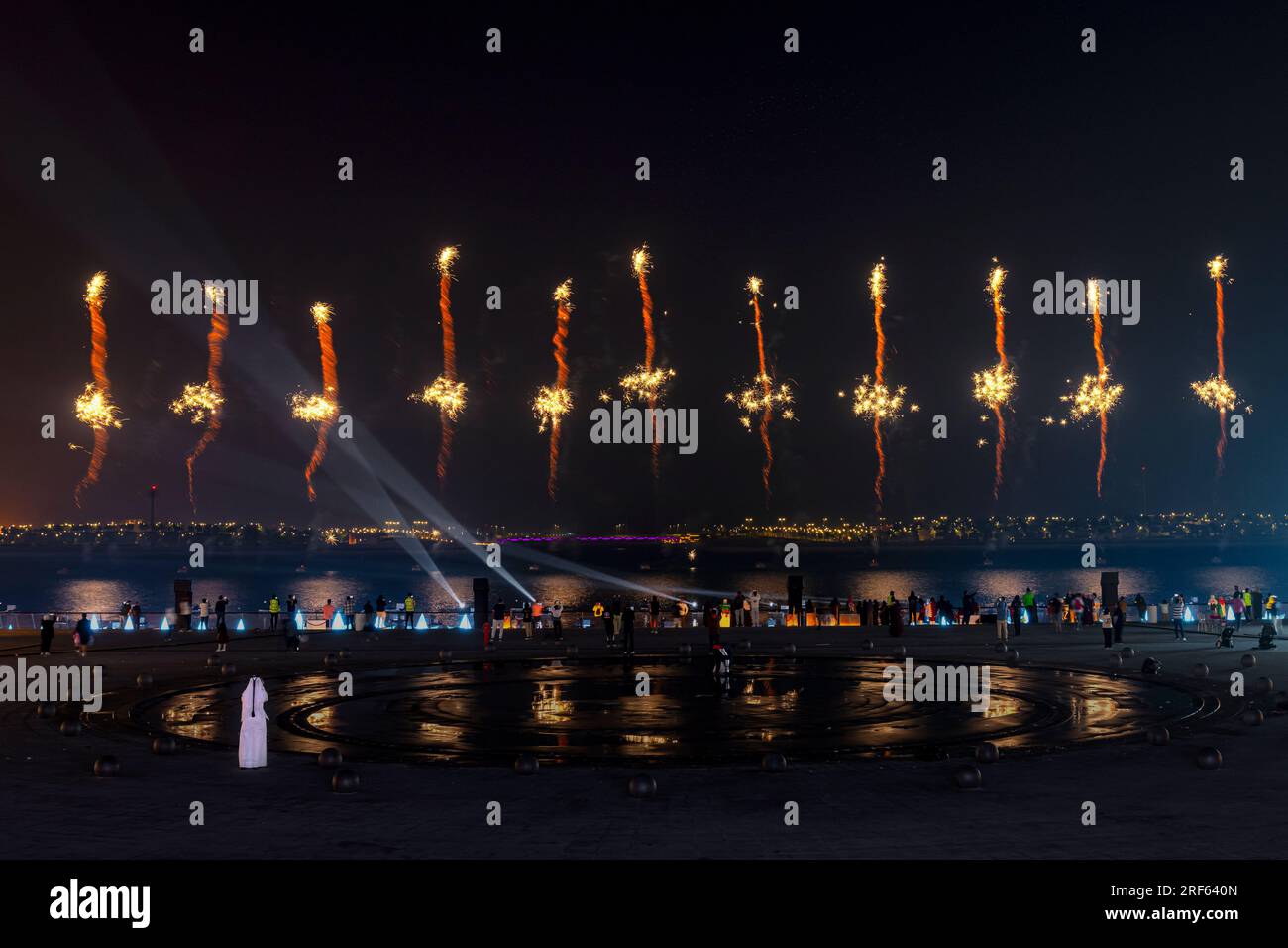 Lusail Plaza 4 Qatar National Day fireworks celebration Stock Photo