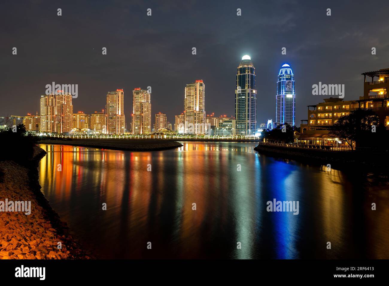 Beautiful skyline of pearl Qatar. Porto Arabia Stock Photo