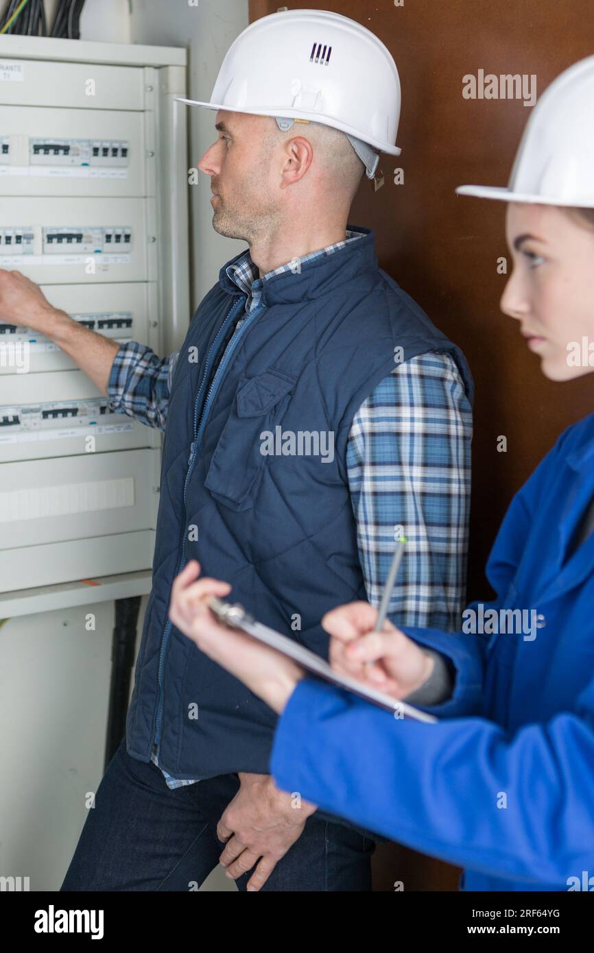 electrician hand with test voltage screwdriver Stock Photo Alamy