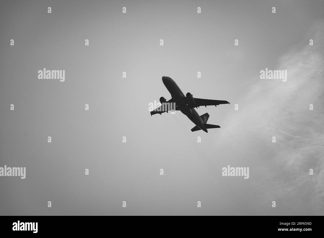The black and white airplane. Stock Photo