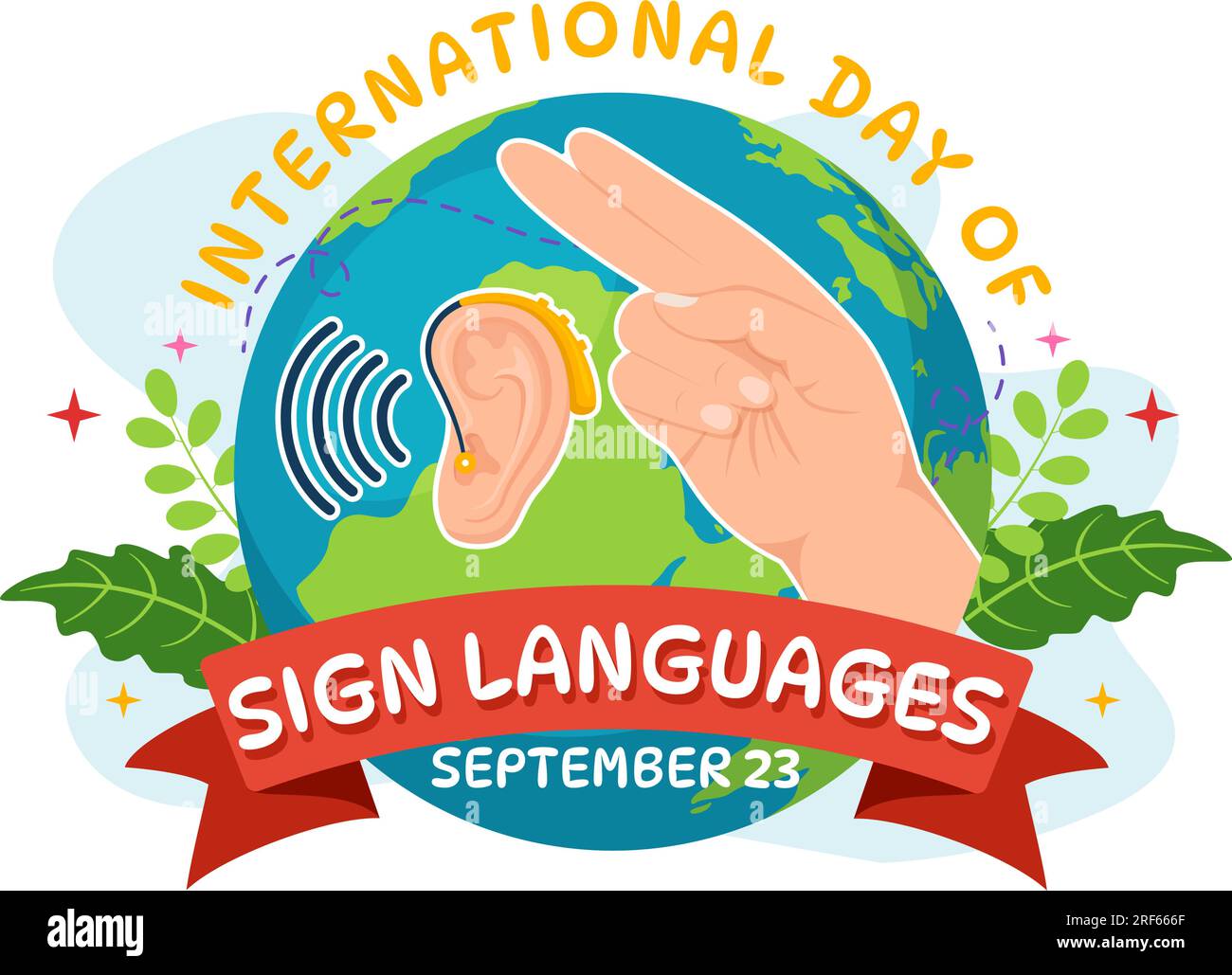 International Day of Sign Languages Vector Illustration with People