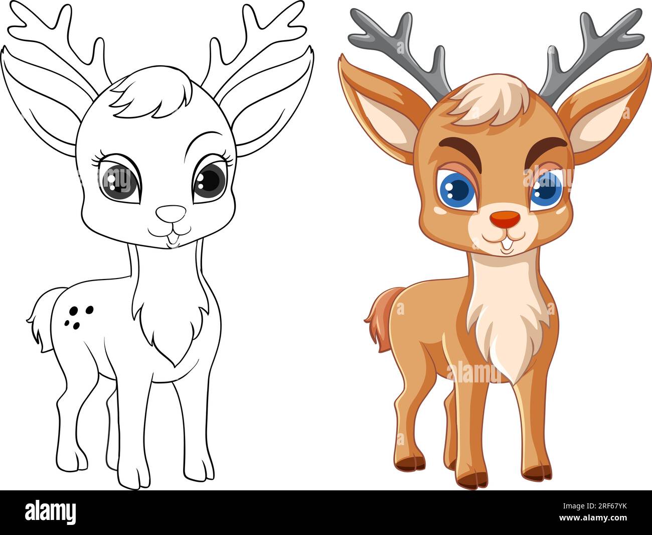Coloring Page Outline of Cute Deer illustration Stock Vector Image ...