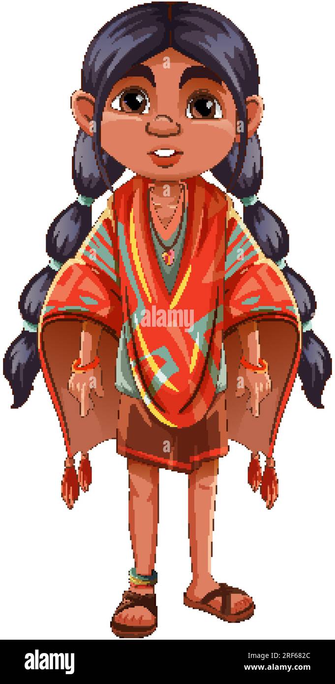 Girl wearing native American outfit illustration Stock Vector Image ...
