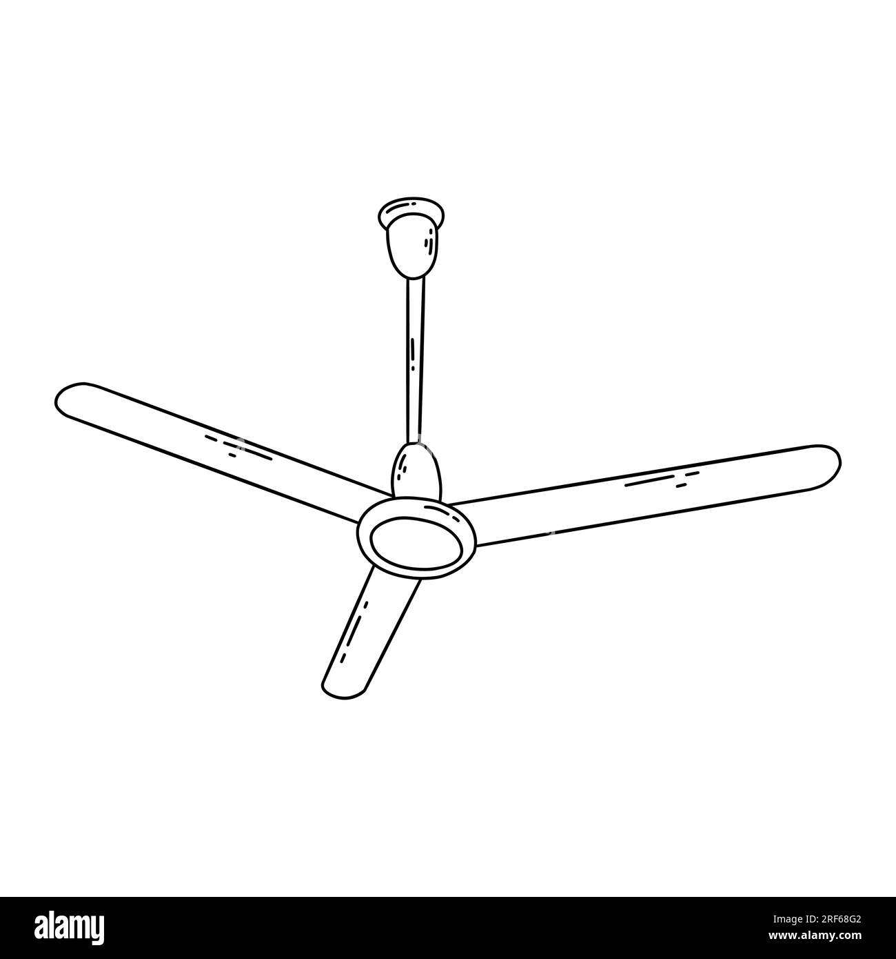Ceiling fan. Cooling air conditioning unit in hot weather. Black and
