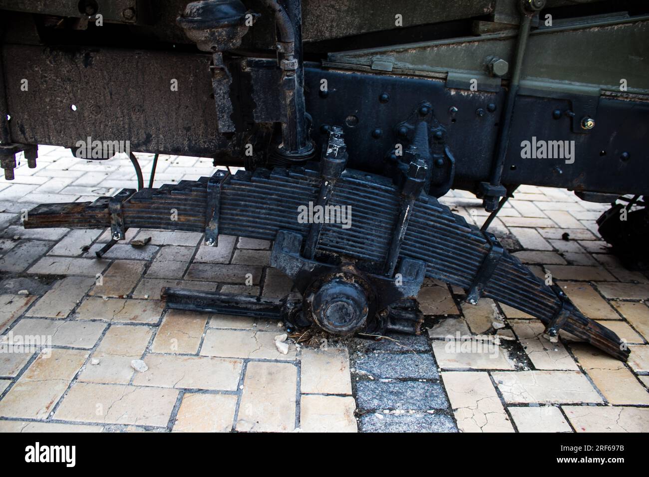 Kyiv, Ukraine - July 31, 2023 Close-up of Russian military equipment