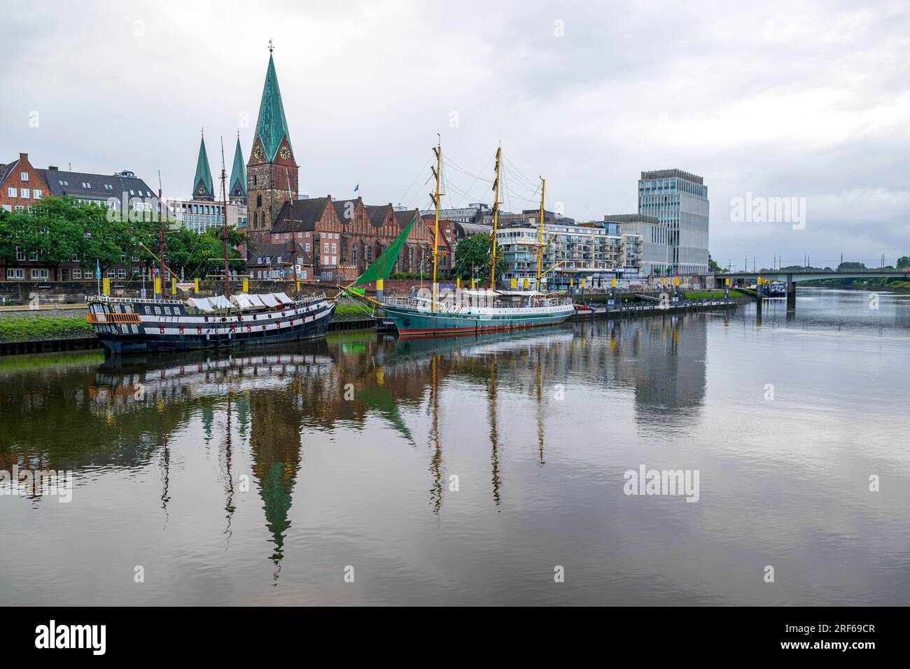 Bremen, Germany. 01st Aug, 2023. The ships at the Schlachte in Bremen