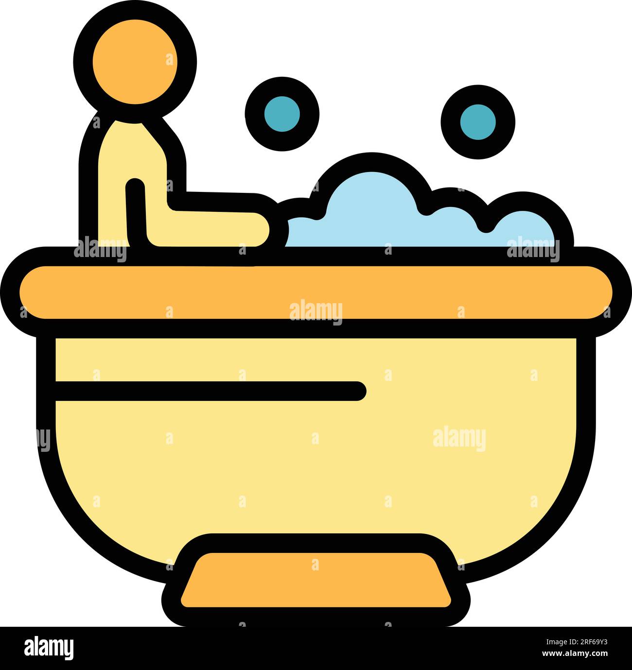 Foam spa bath icon outline vector. Hydro leg. Health massage color flat Stock Vector