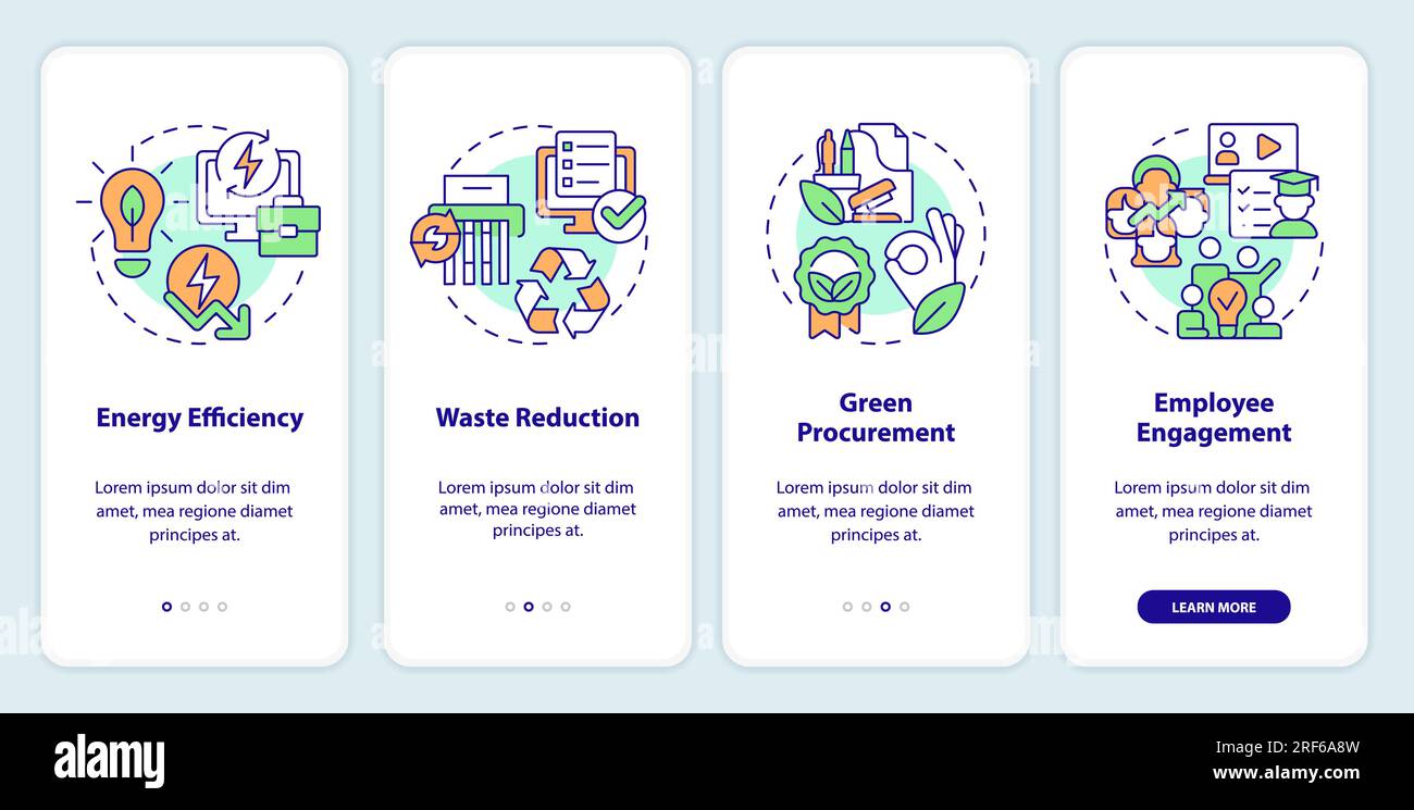 2D sustainable office concept with linear icons Stock Vector
