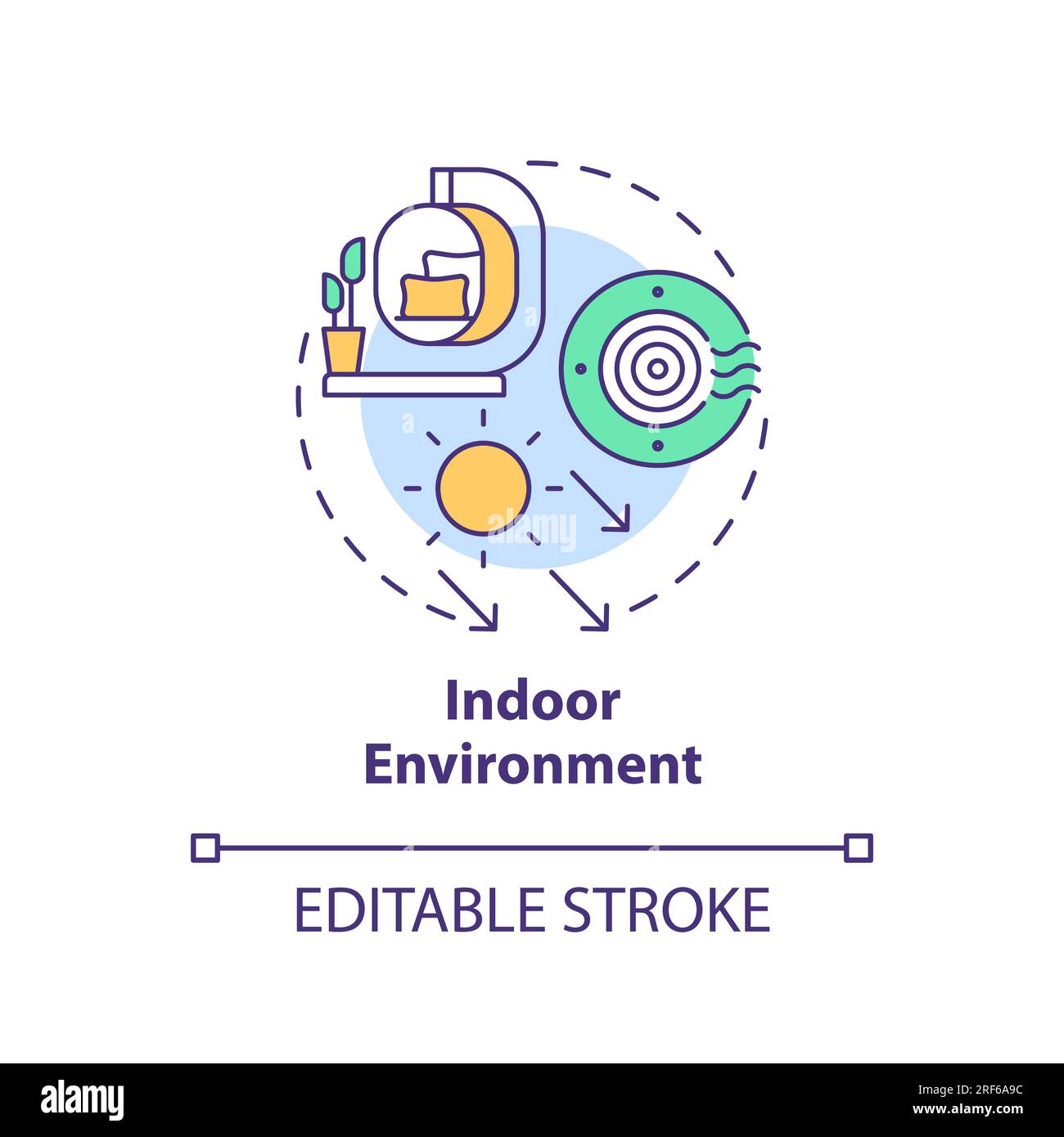 2D customizable indoor environment line icon concept Stock Vector