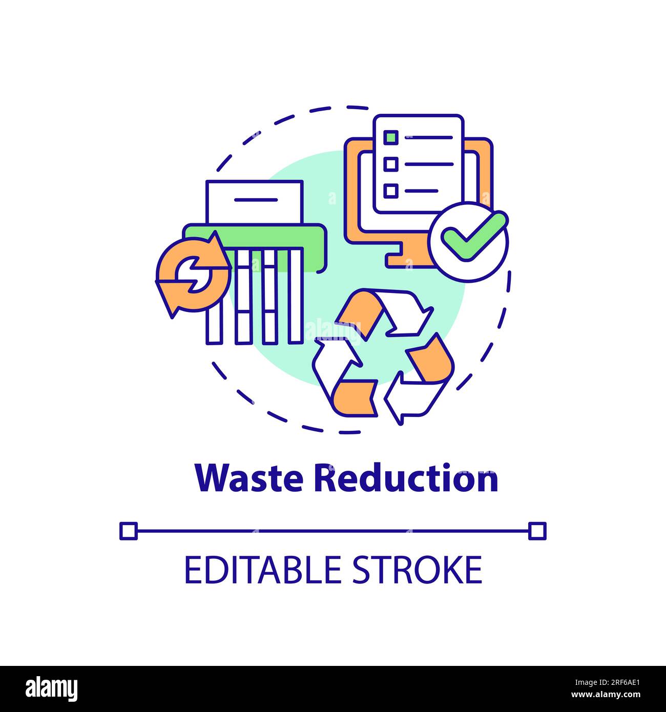 2D customizable waste reduction line icon concept Stock Vector