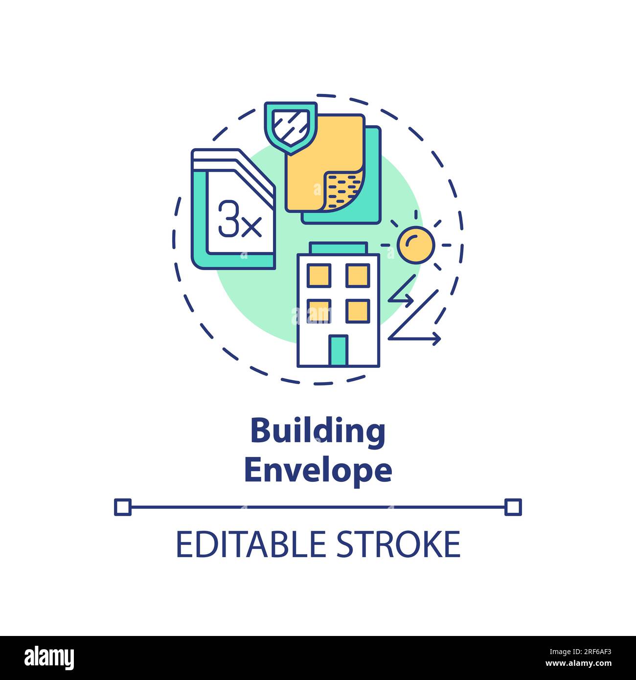 2D customizable building envelope line icon concept Stock Vector
