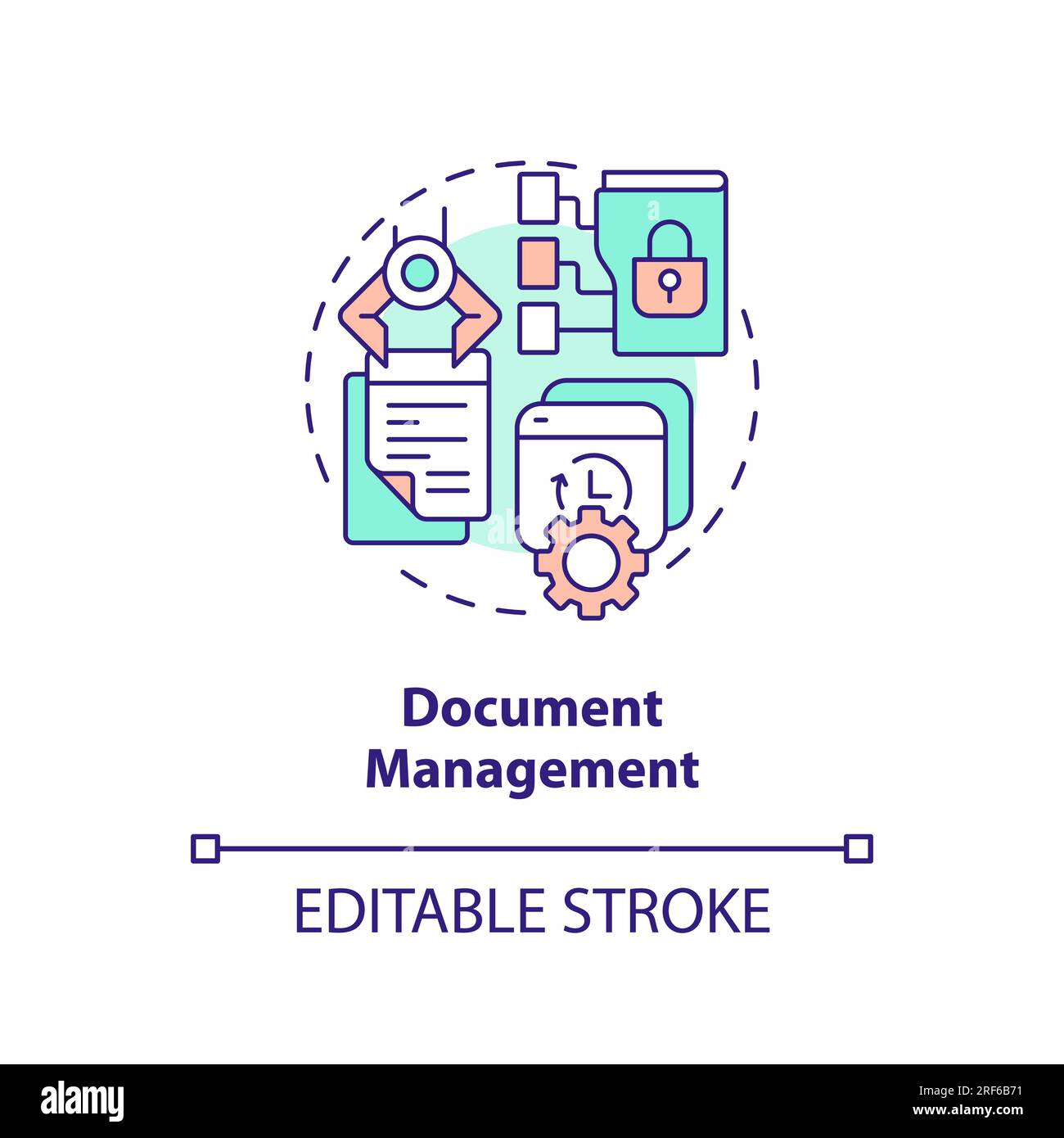 2D customizable document management line icon concept Stock Vector