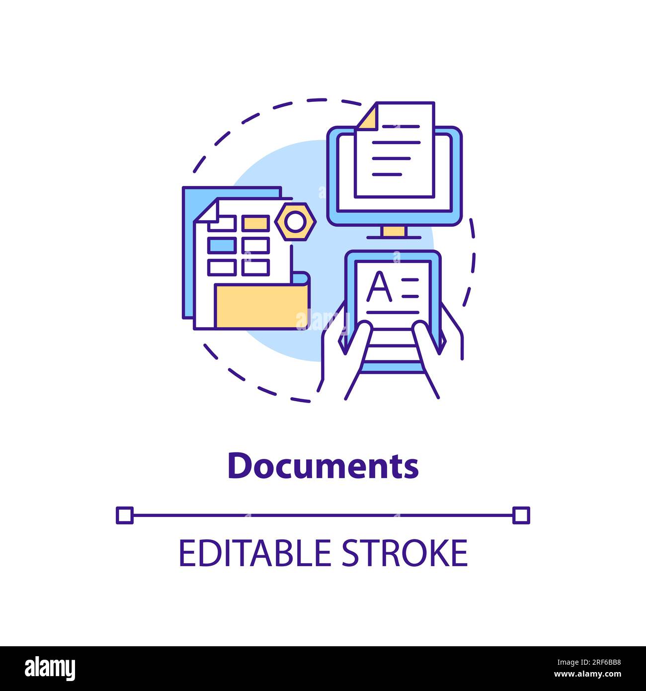 2D customizable documents line icon concept Stock Vector