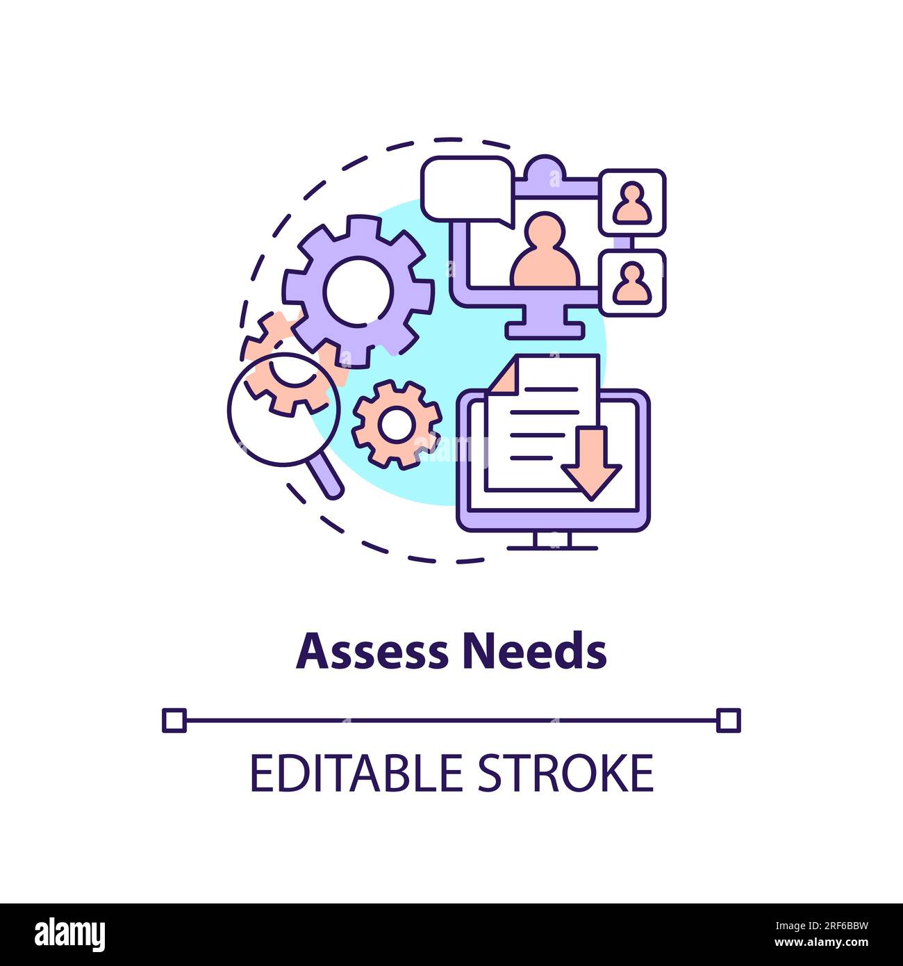 2D customizable assess needs line icon concept Stock Vector