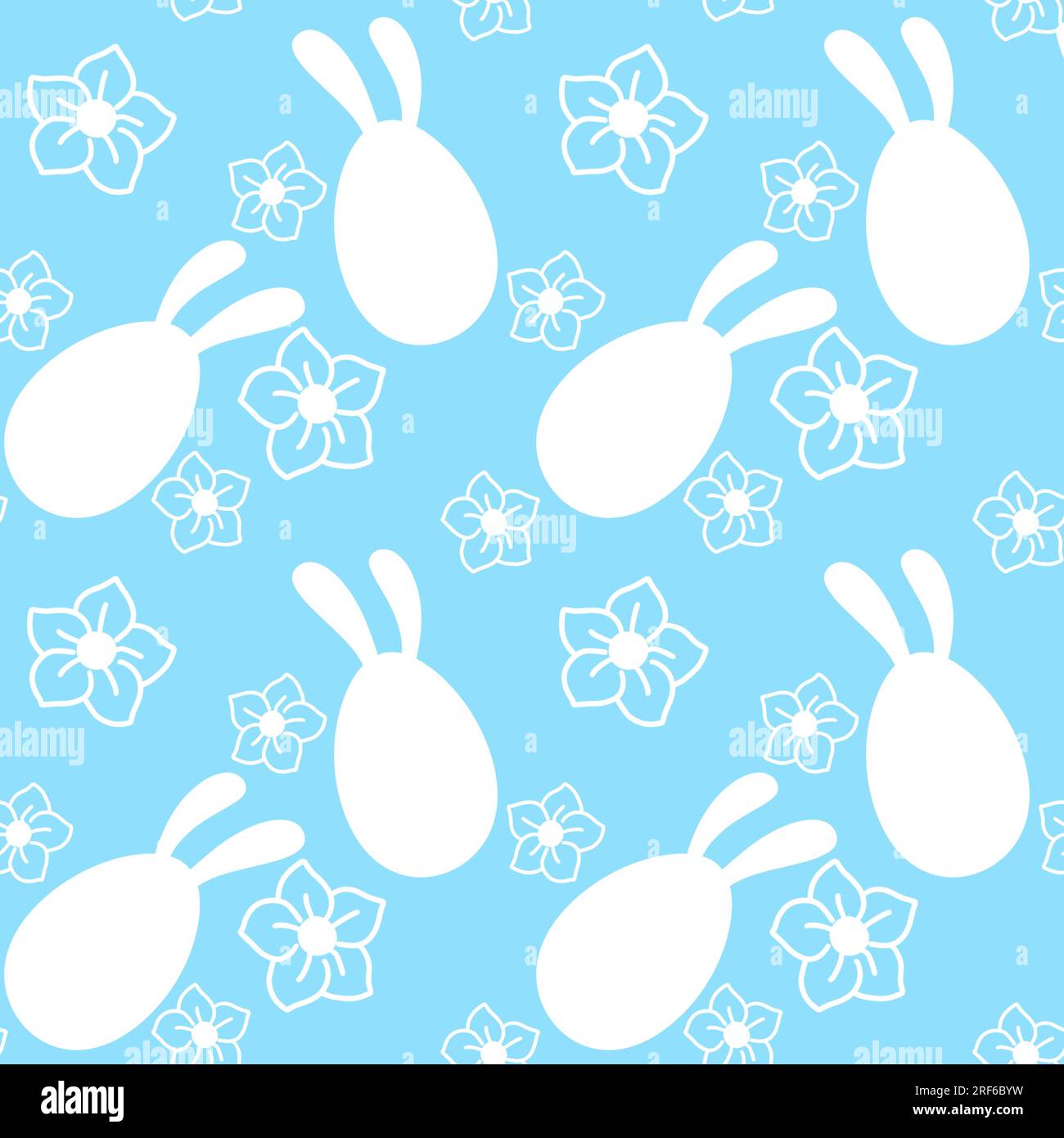 Seamless Easter pattern with rabbits on blue background for wallpaper ...