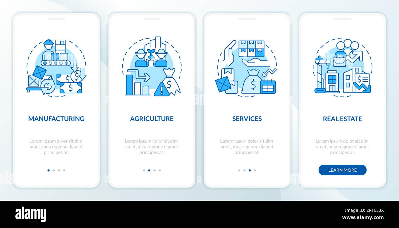 Walkthrough overproduction with blue line icons concept Stock Vector ...