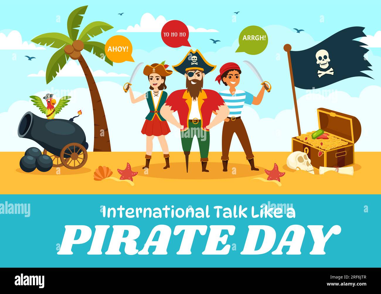 International Talk Like A Pirate Day Vector Illustration with Cute