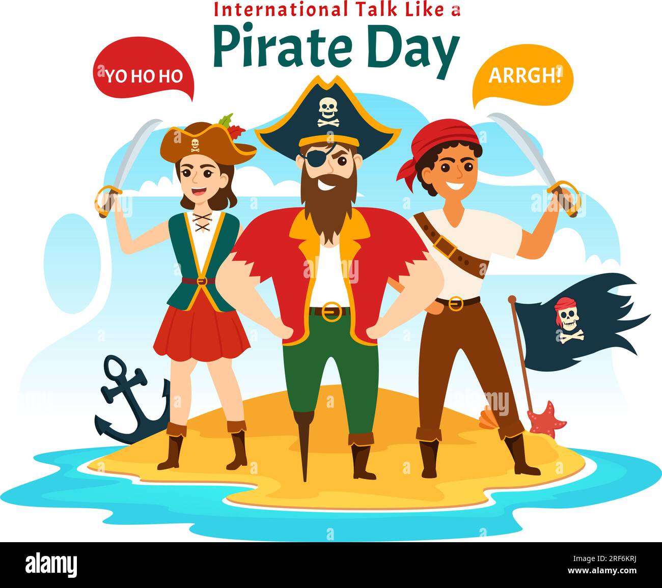 International Talk Like A Pirate Day Vector Illustration with Cute