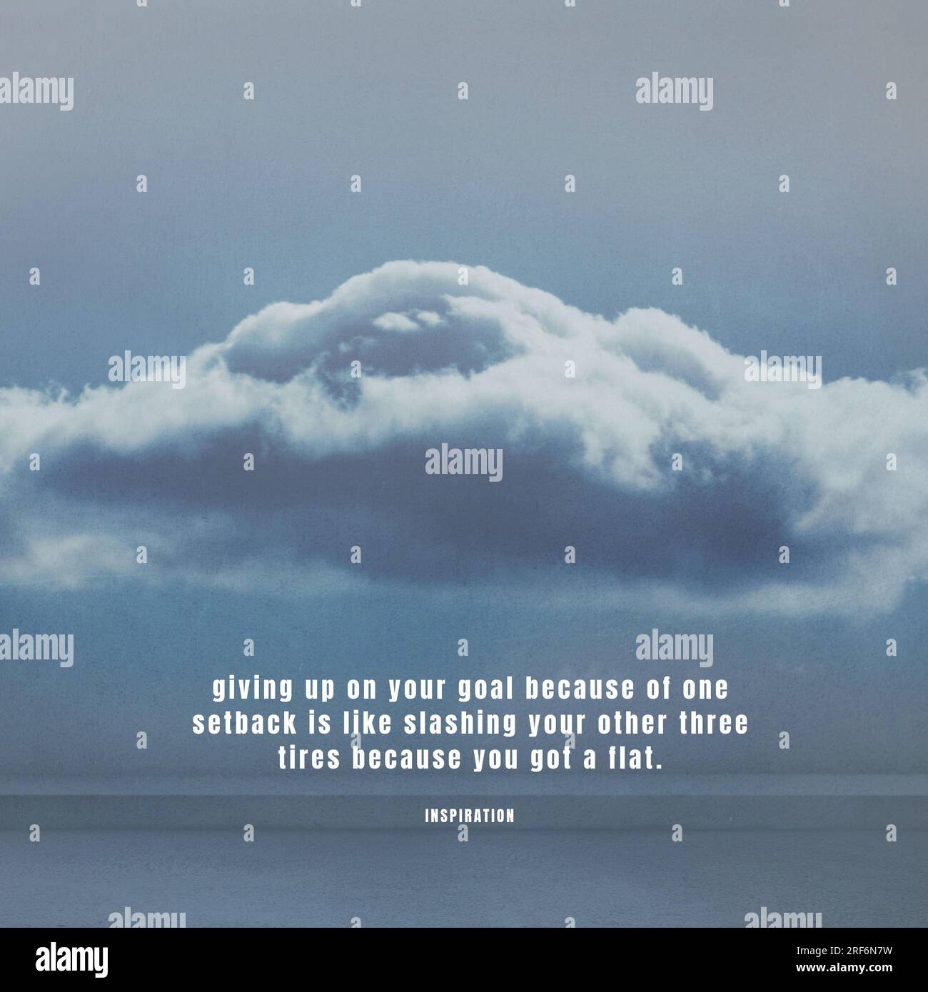 Composition of inspiration quote text over clouds on blue sky background Stock Photo
