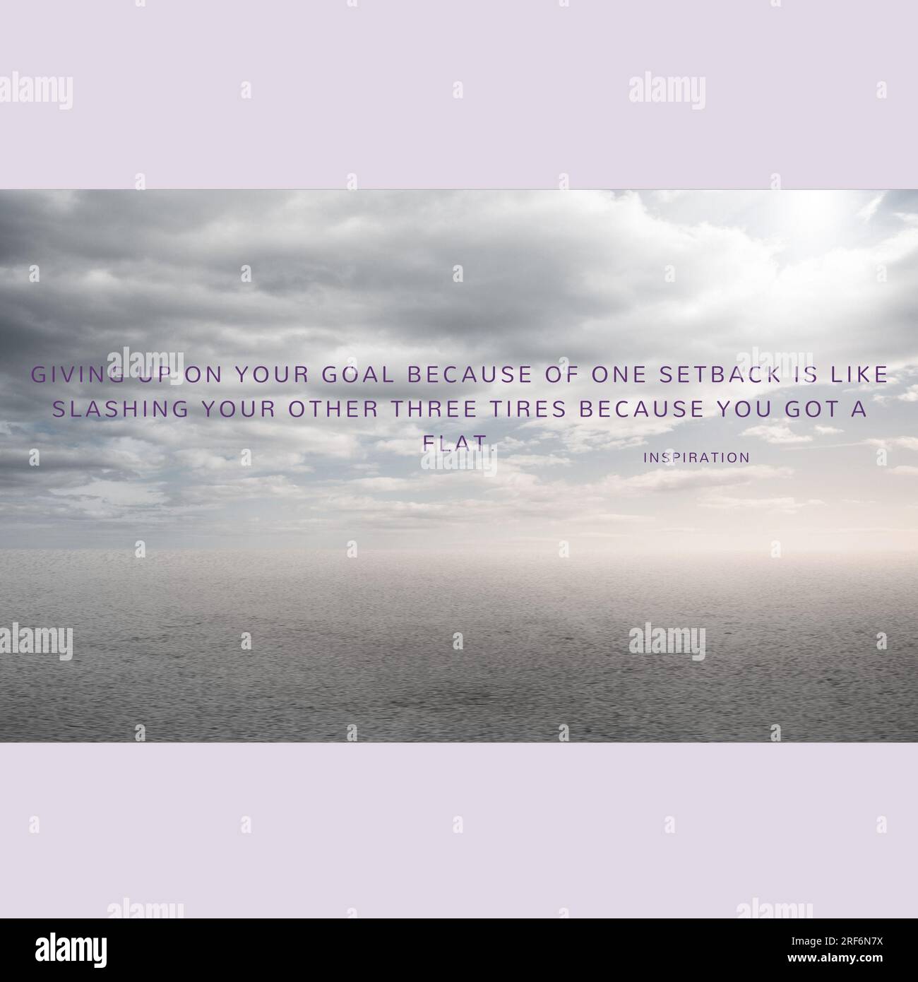 Composition of inspiration quote text over clouds on blue sky background Stock Photo