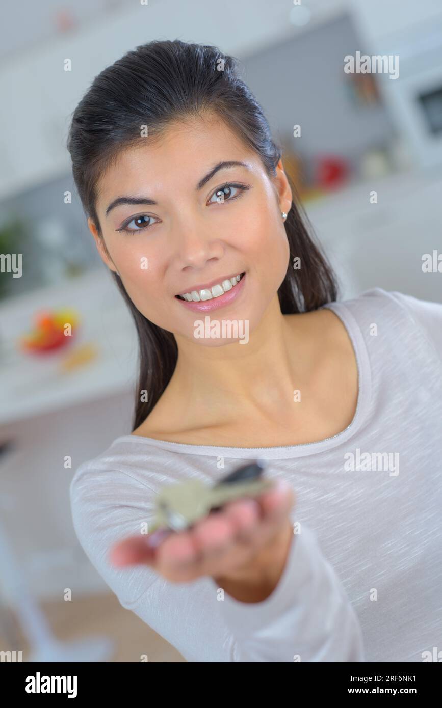 happy owner or renter showing keys Stock Photo - Alamy