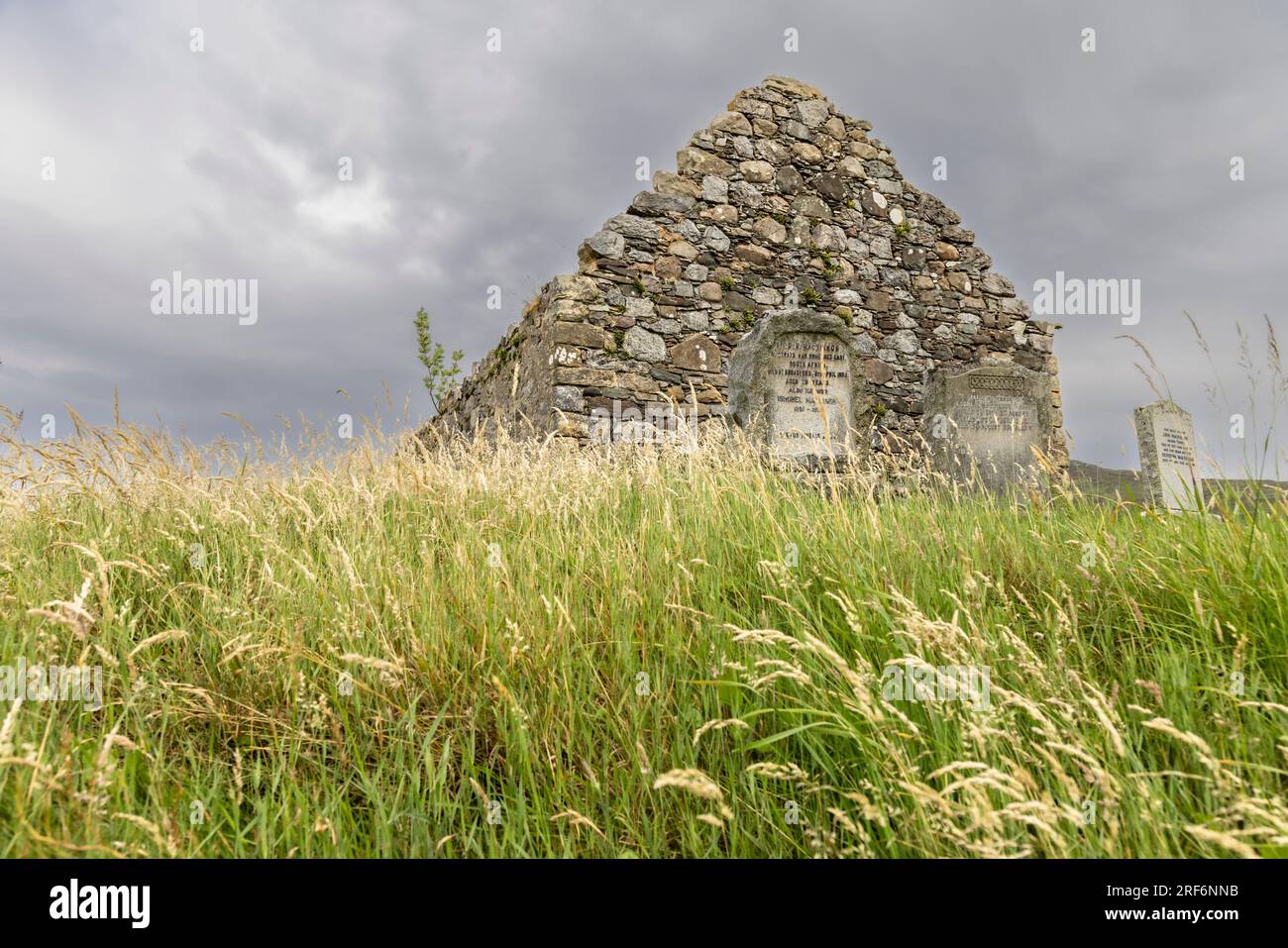 Isle of Skye, Scotland, Great Britain : 2023, July 20 - ruined Church of Kilchrist (Cill Chriosd) on the isle of Skye in Scotland, Great Britain Stock Photo