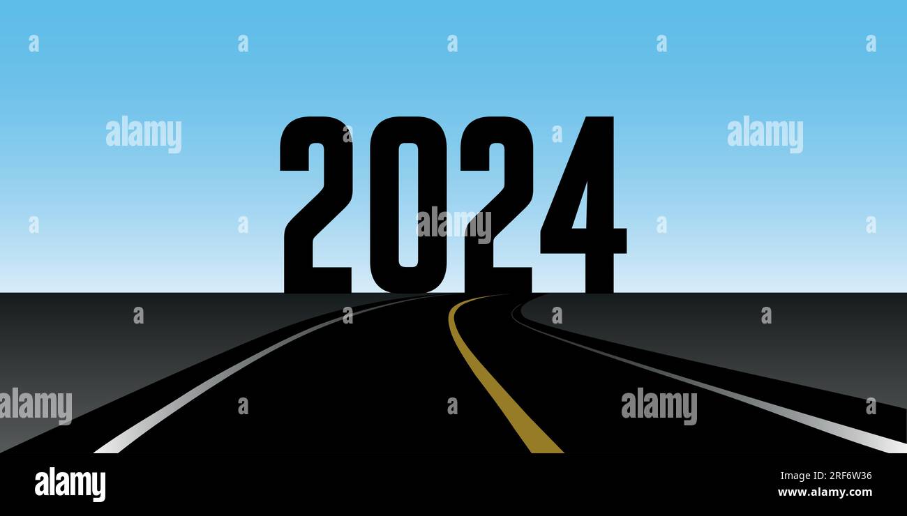 Asphalt Road Direction 2024 Blue Sky Background Stock Vector Image   Asphalt Road Direction 2024 Blue Sky Background 2RF6W36 