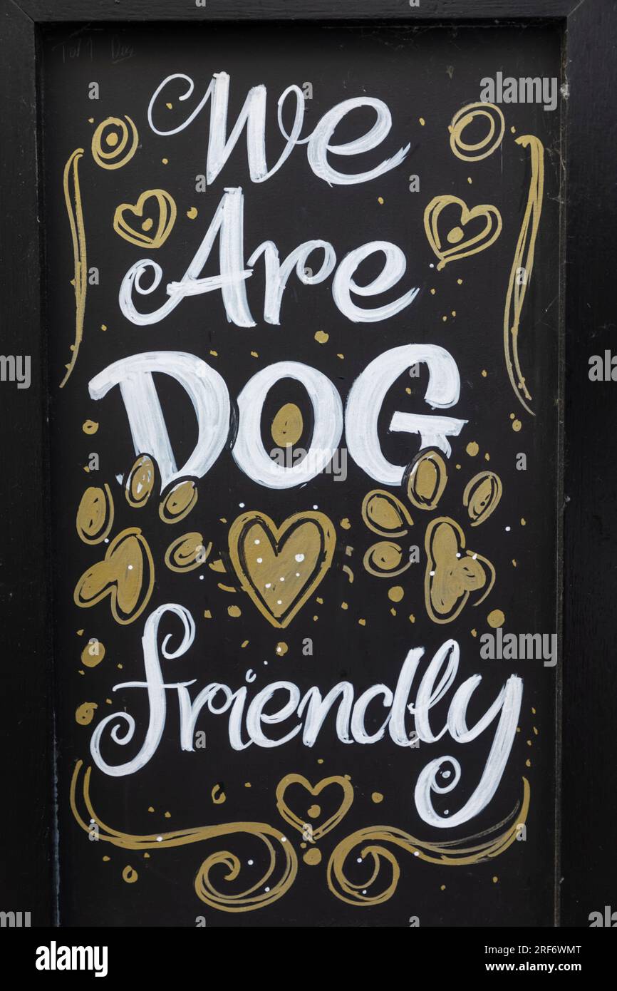 England, Kent, Canterbury, Dog Friendly Pub Sign Stock Photo
