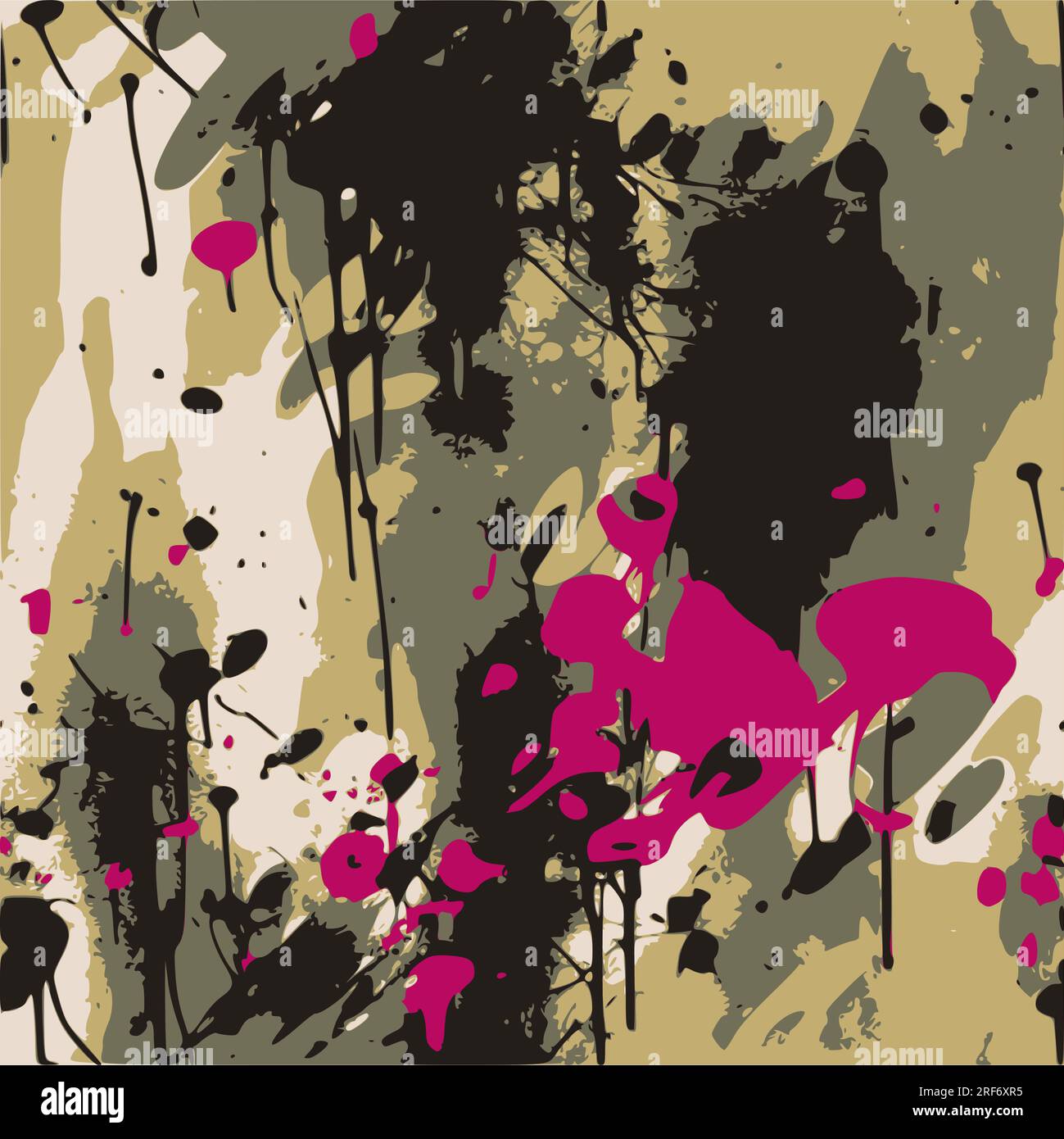 Graffiti curves seamless pattern with grunge effect. Stock Vector