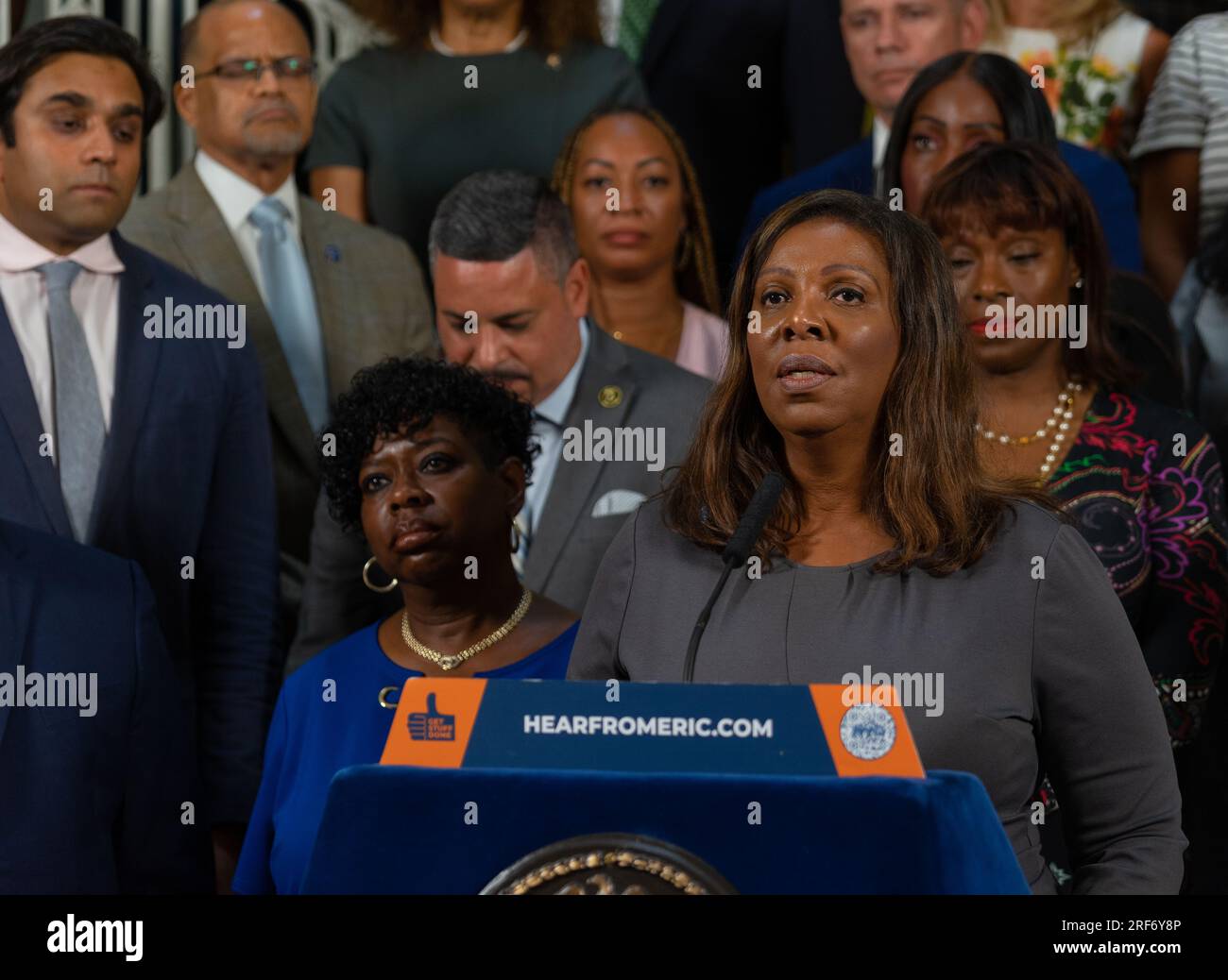 New York Attorney General Letitia James and New York City Mayor Eric ...