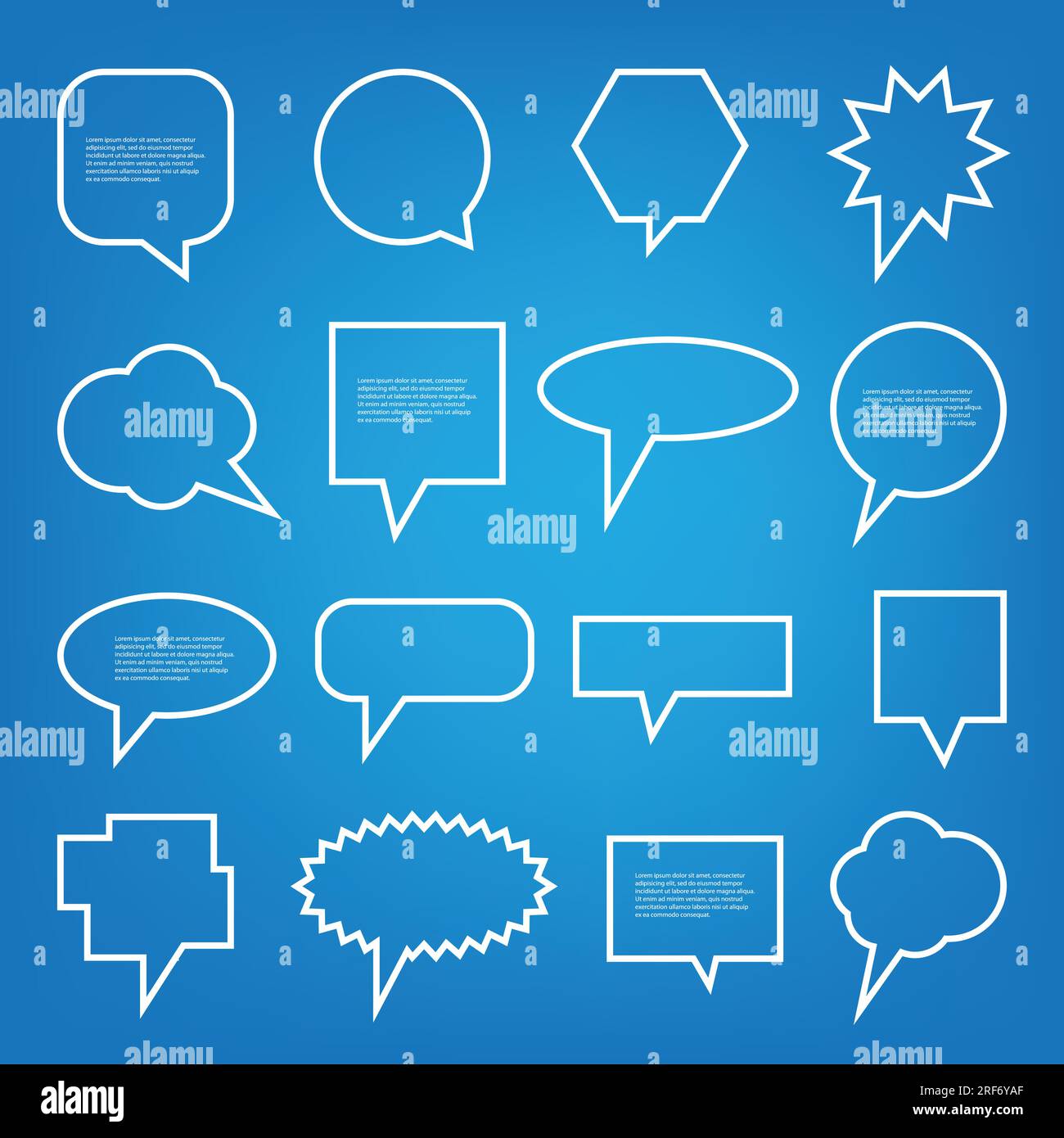 Collection of Blank Empty Speech And Thought Bubble Vector Designs With ...
