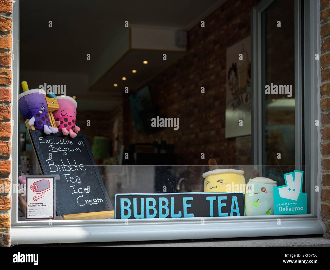 Bruges, Belgium July 4, 2022 A bubble tea shop in the city of bruges