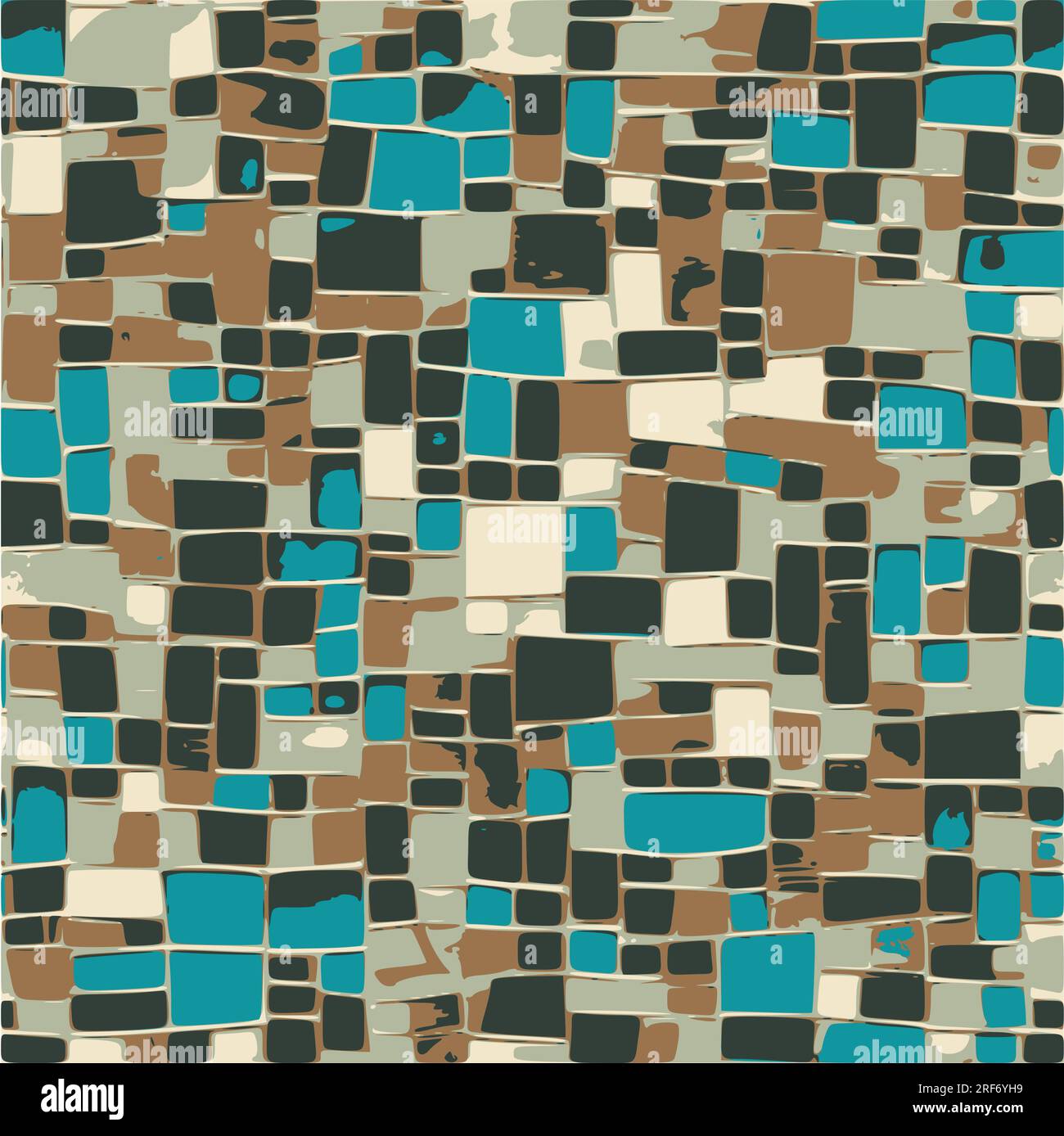 Retro mosaic abstract tiled pattern background. Stock Vector