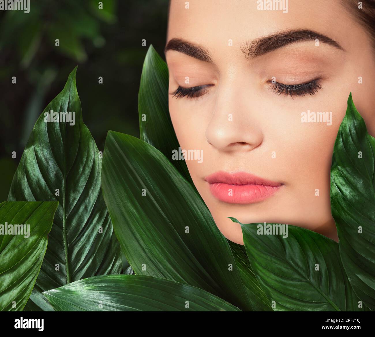 Beautiful young woman feeling harmony while enjoying nature. Girl