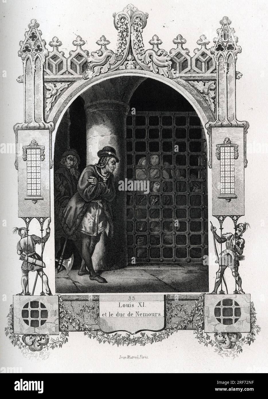 Louis XI (1423-1483) et Jacques d'Armagnac, duc de Nemours (1468-1477). Gravure pour illustrer Histoire des papes par Maurice Lachatre (1814-1900), librairie du progres, Paris. Stock Photo