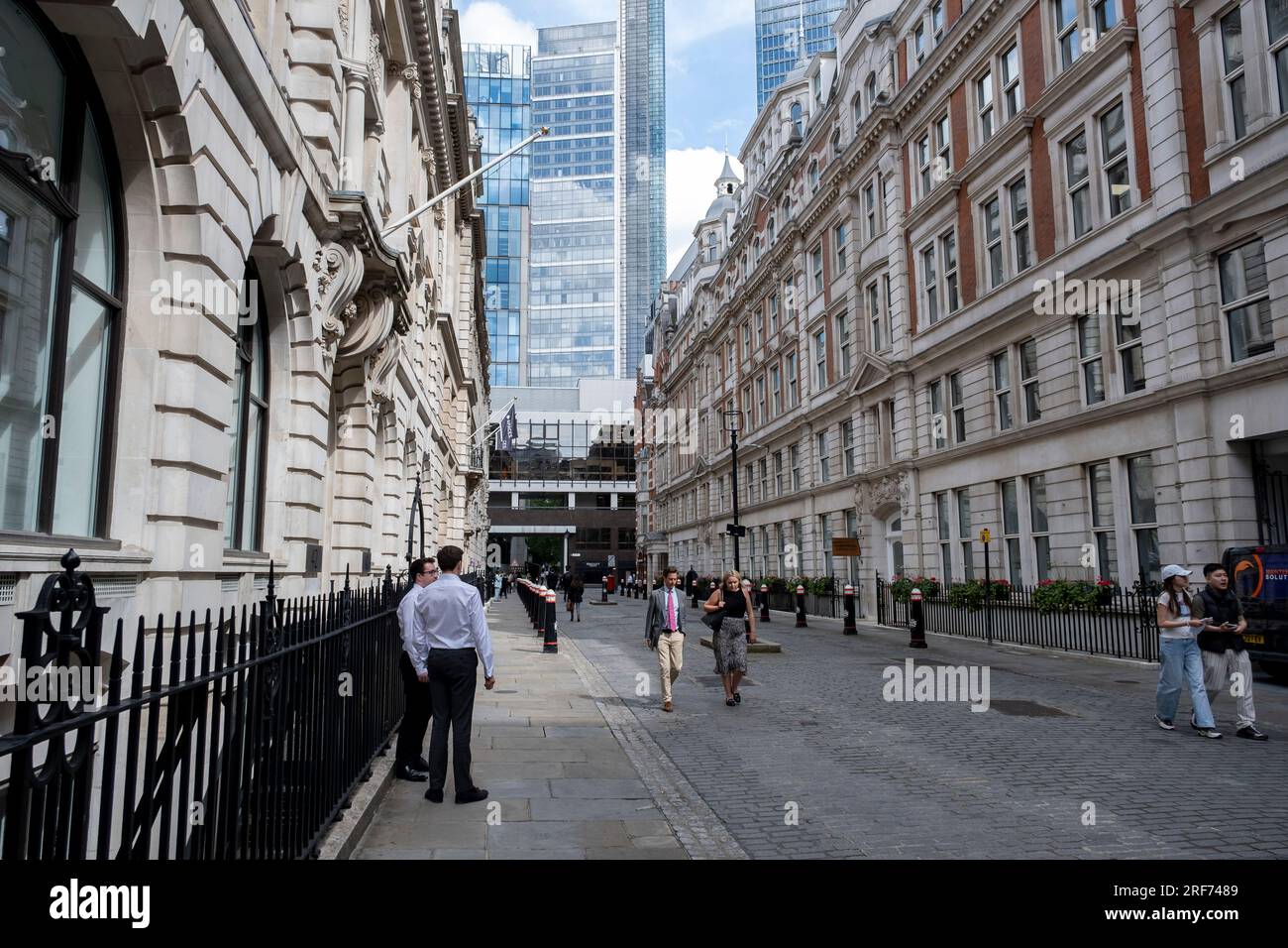 View along Throgmorton Avenue in the City of London on 6th July 2023 in