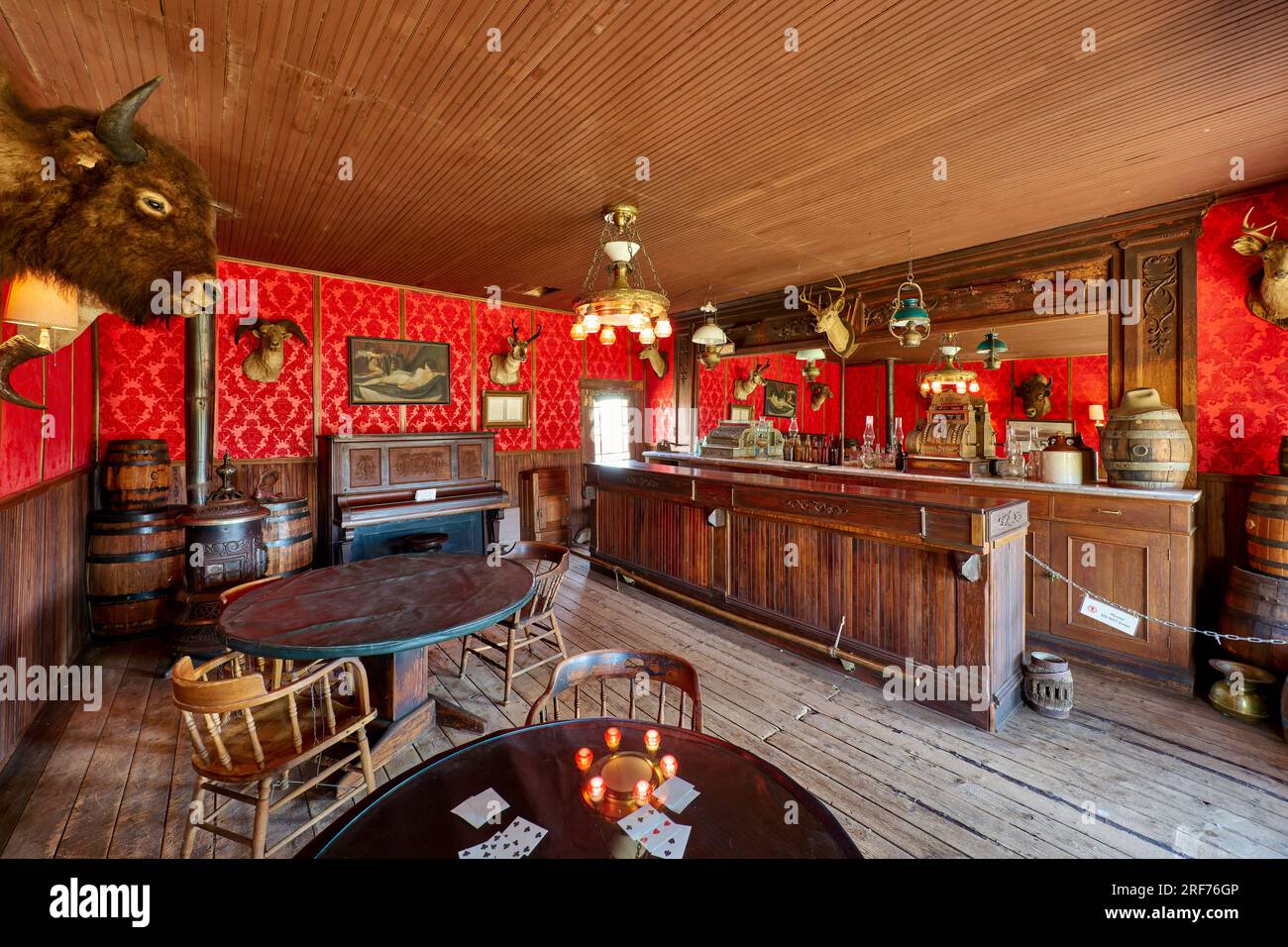 The River’s Saloon, interior shot Old Trail Town, Cody, Wyoming, United States of America Stock Photo