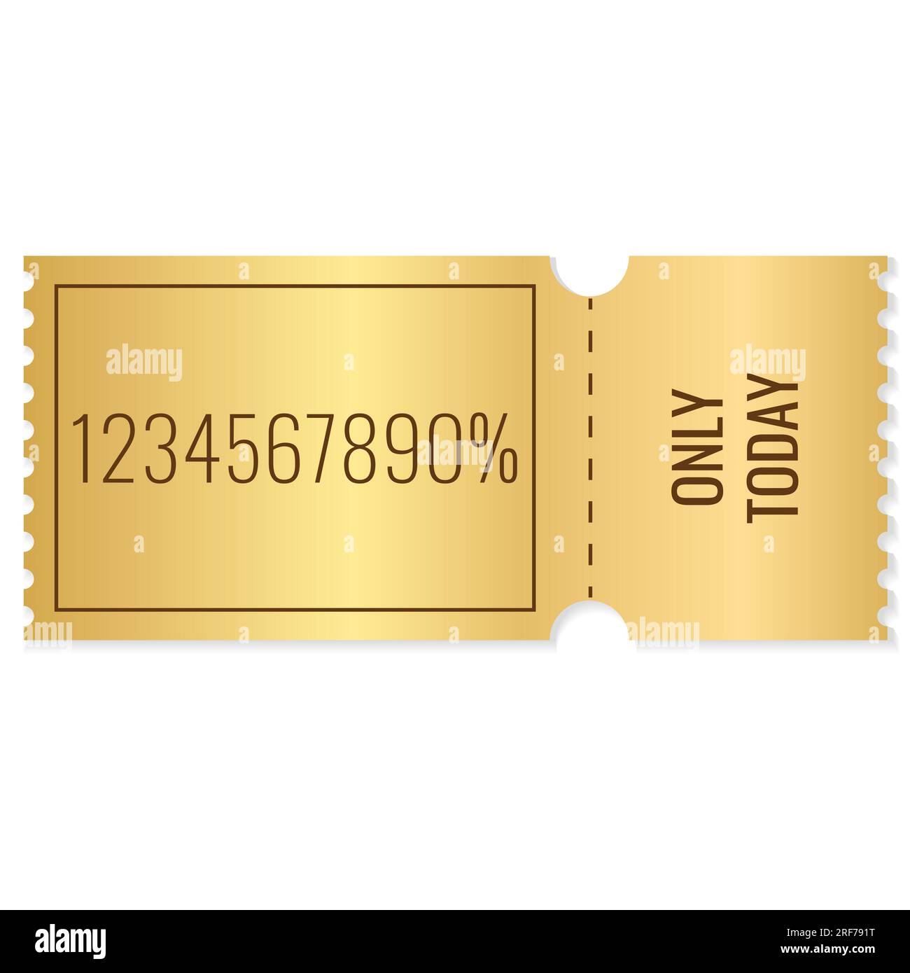 blank golden coupon or ticket. Golden sticker discount. Vector