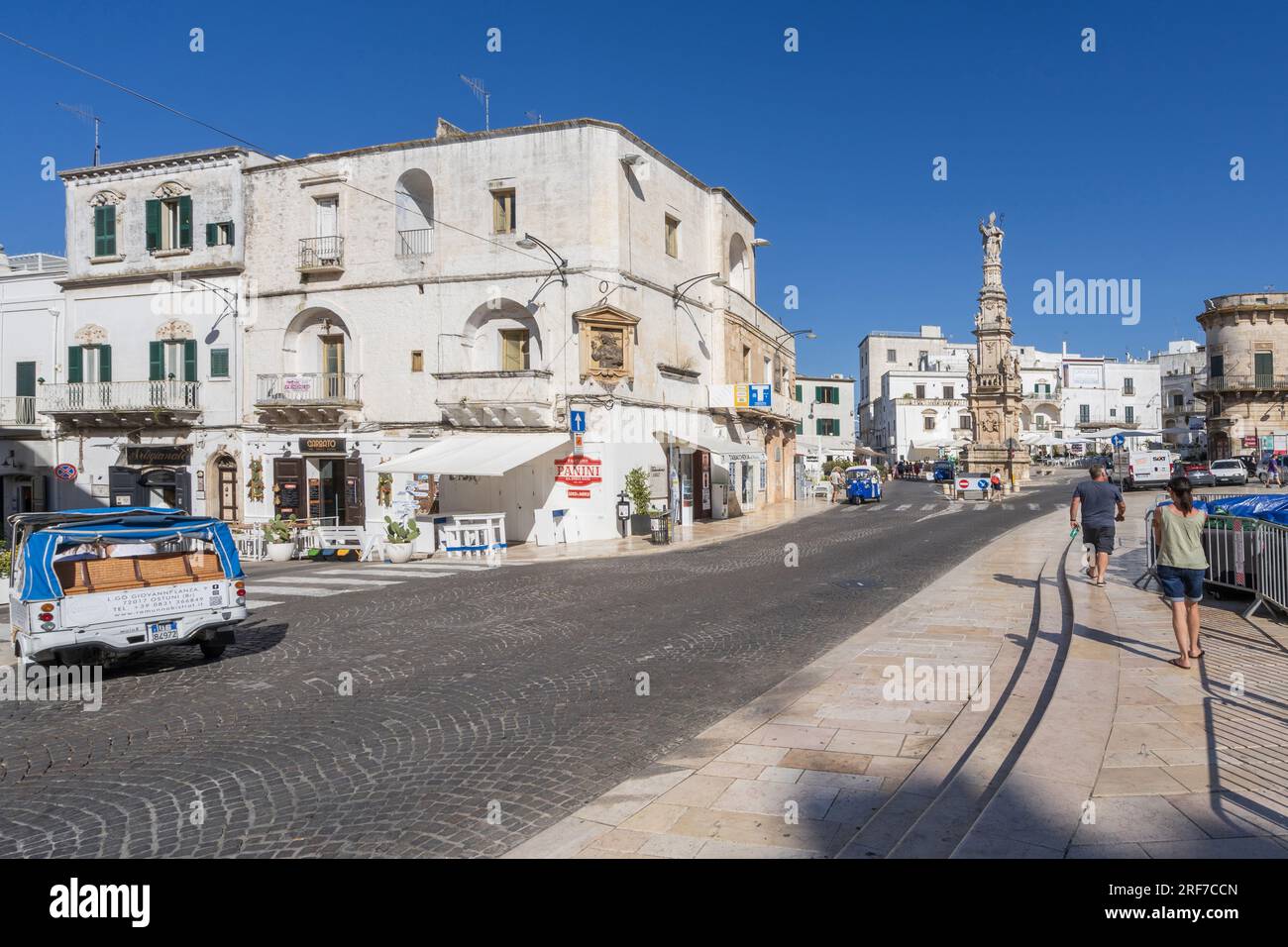 Piazza Liberta' square, Column of Sant'Oronzo, White City, Ostuni, Apulia, Italy, Europe Stock Photo