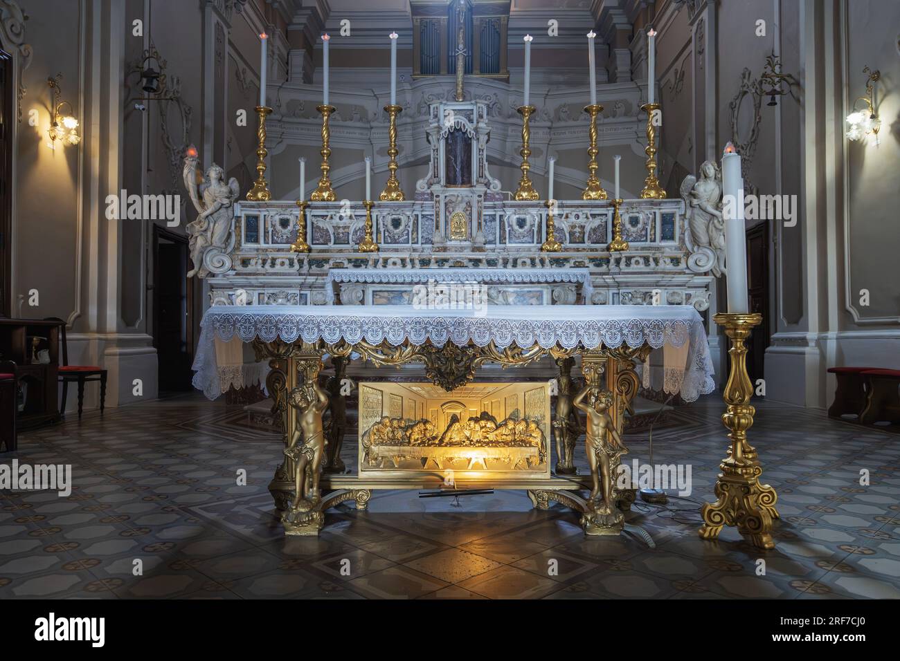 Church of San Francesco d'Assisi, Interior, White City, Ostuni, Apulia, Italy, Europe Stock Photo