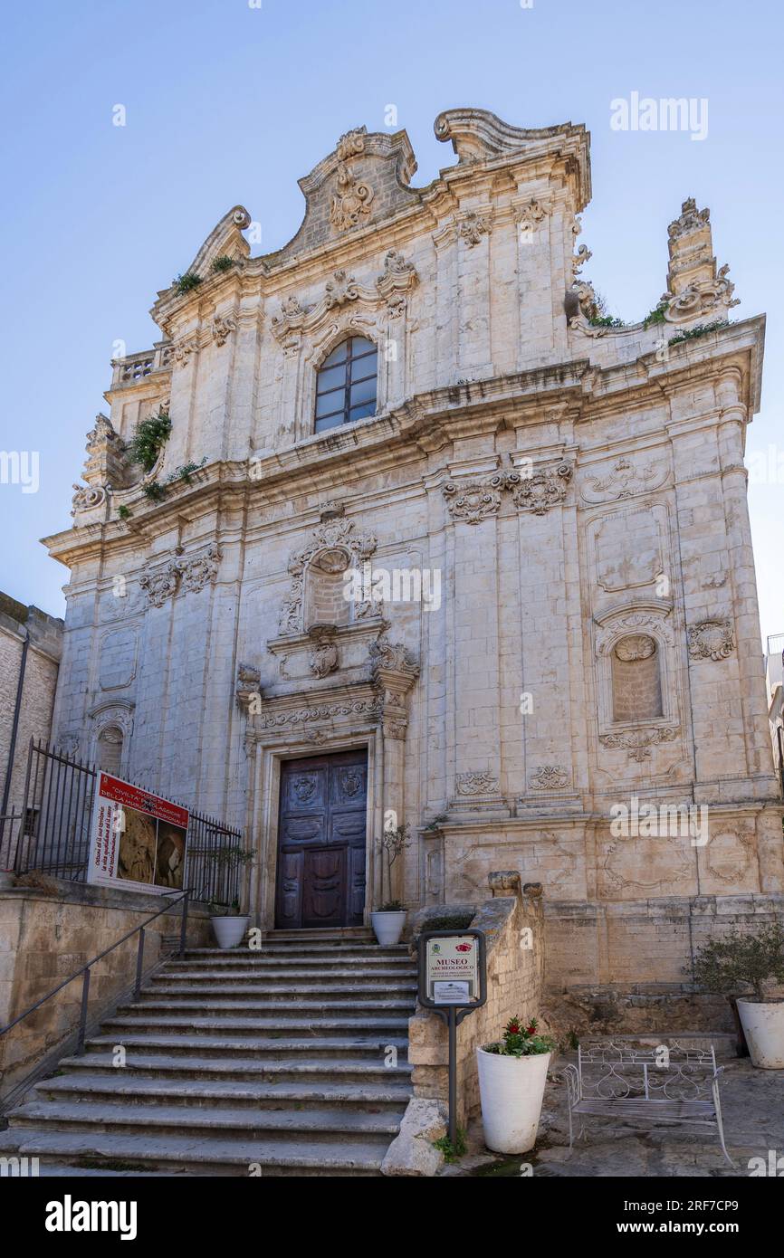 Via Cattedrale street, Church of San Vito Martire, White City of Ostuni, Apulia, Italy, Europe Stock Photo